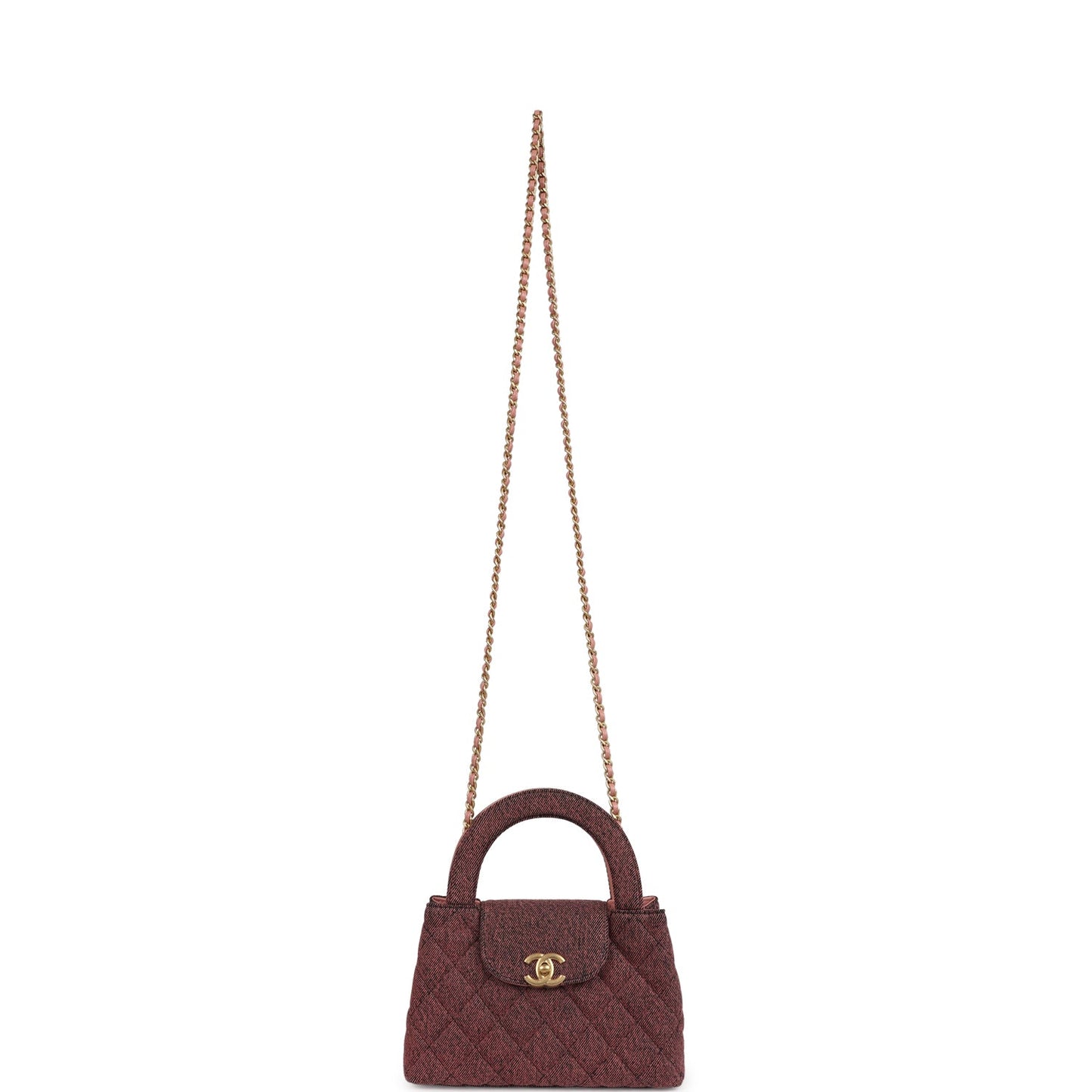 Chanel Small Kelly Shopper Pink Washed Denim Brushed Gold Hardware