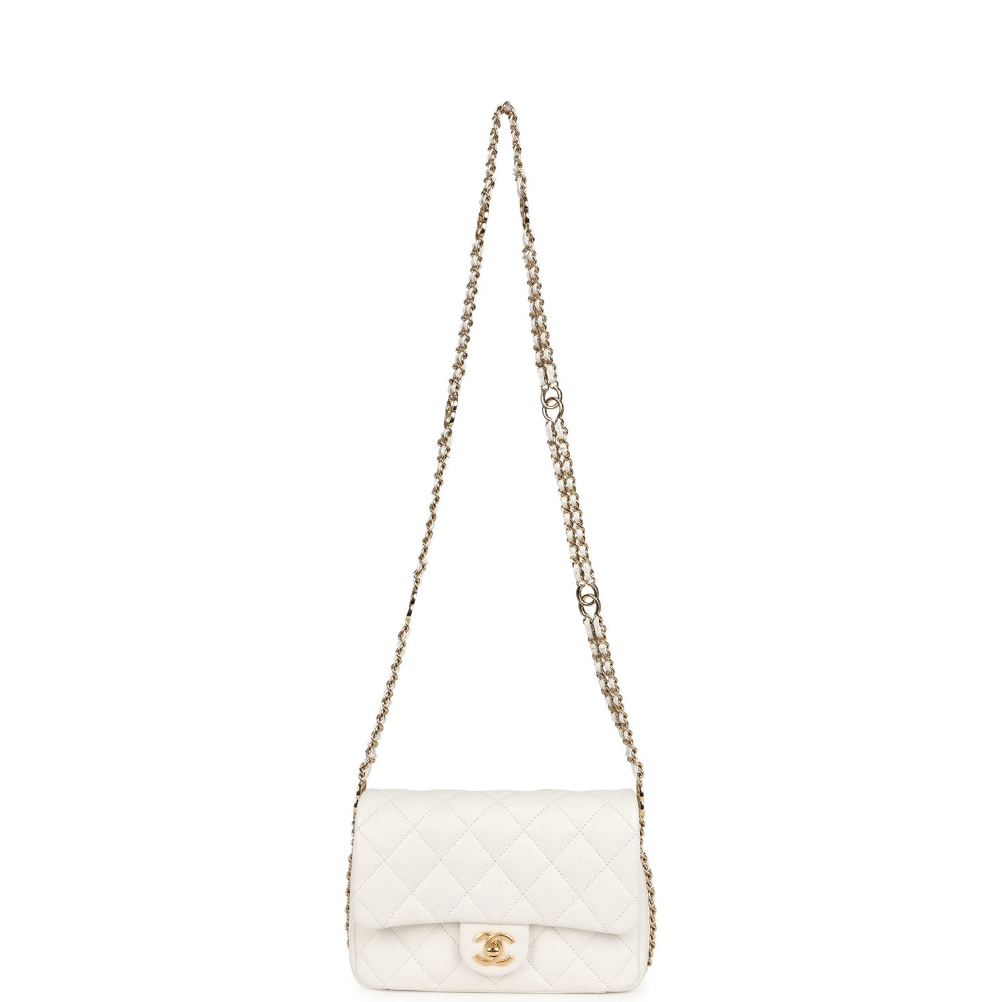 Chanel Mini CC You Flap Bag White Caviar Gold Hardware