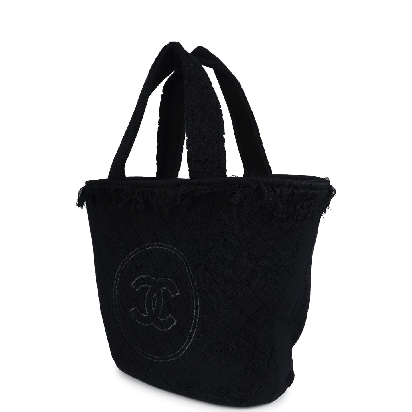 Chanel Coco Beach Tote Black Terry Cloth with Towel
