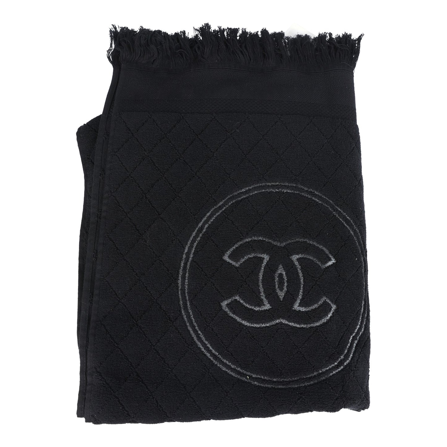 Chanel Coco Beach Tote Black Terry Cloth with Towel