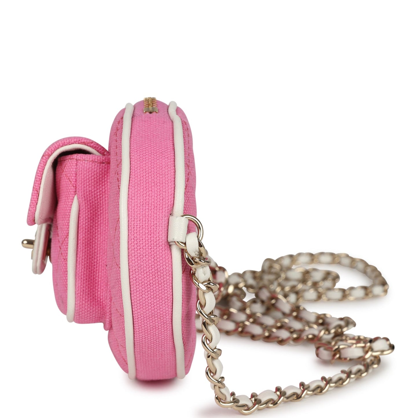 Chanel "Monte-Carlo" Mini Crossbody Tennis Bag Light Pink and White Canvas Light Gold Hardware