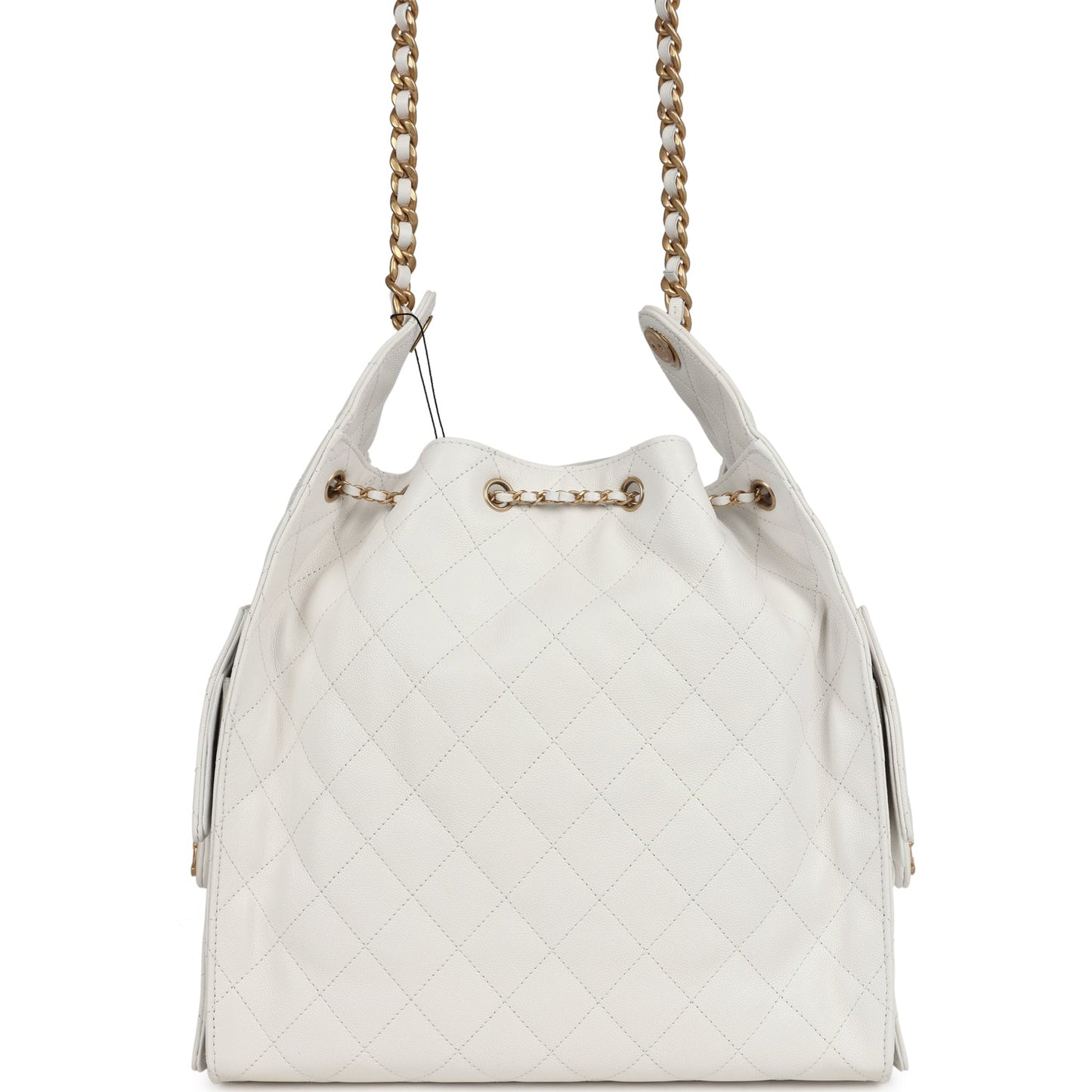 Chanel Medium 25 Hobo Bag White Caviar Antique Gold Hardware