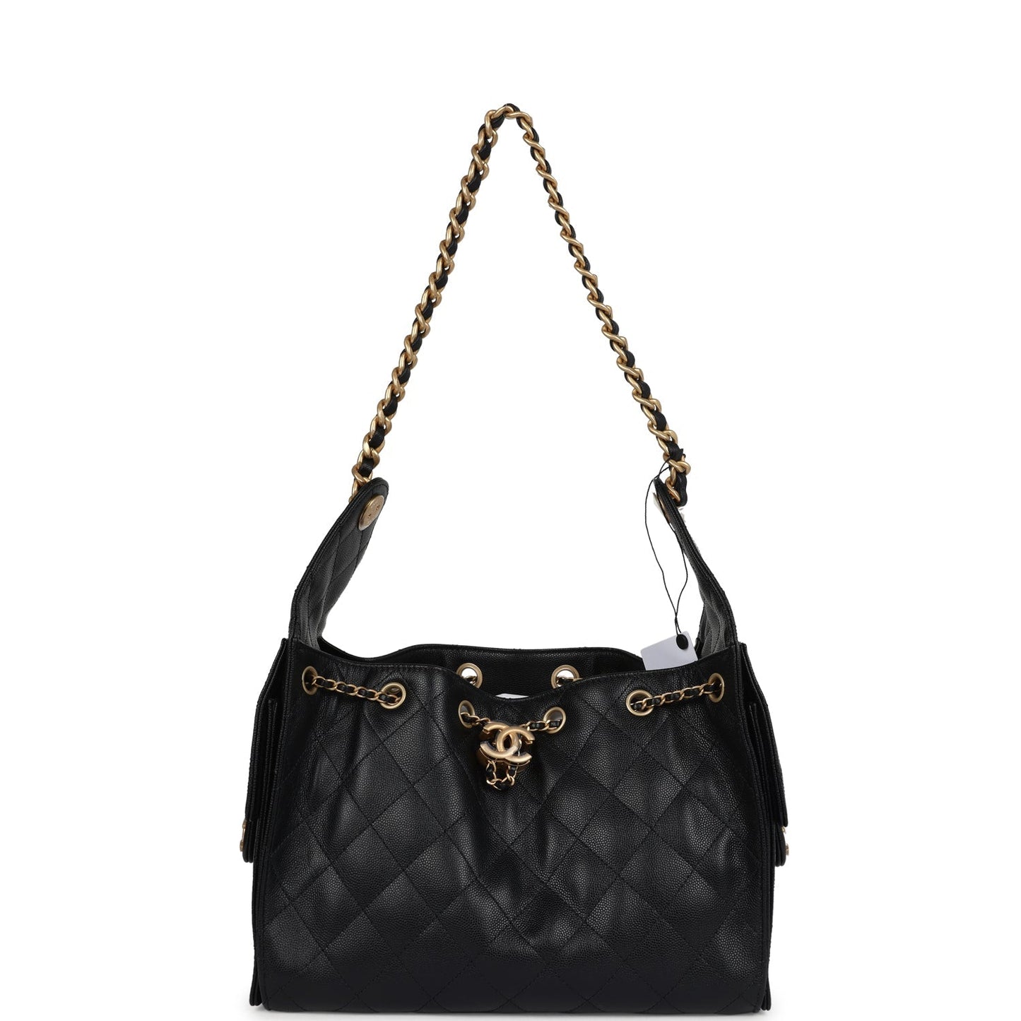 Chanel Small 25 Hobo Bag Black Caviar Antique Gold Hardware
