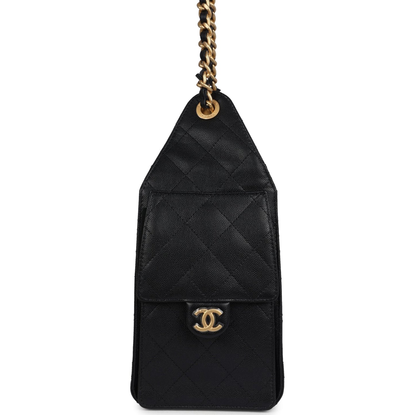 Chanel Small 25 Hobo Bag Black Caviar Antique Gold Hardware