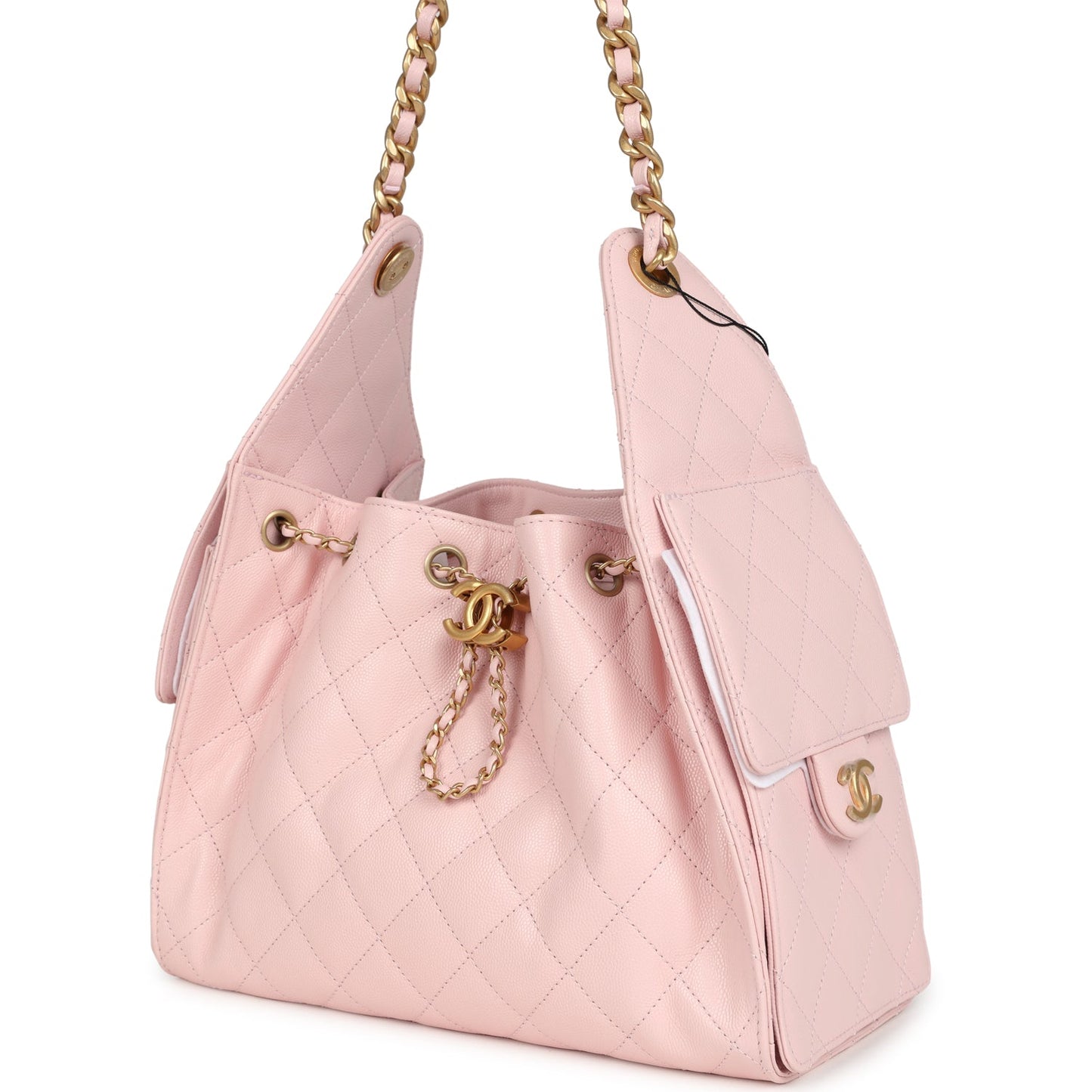 Chanel Small 25 Hobo Bag Light Pink Caviar Antique Gold Hardware