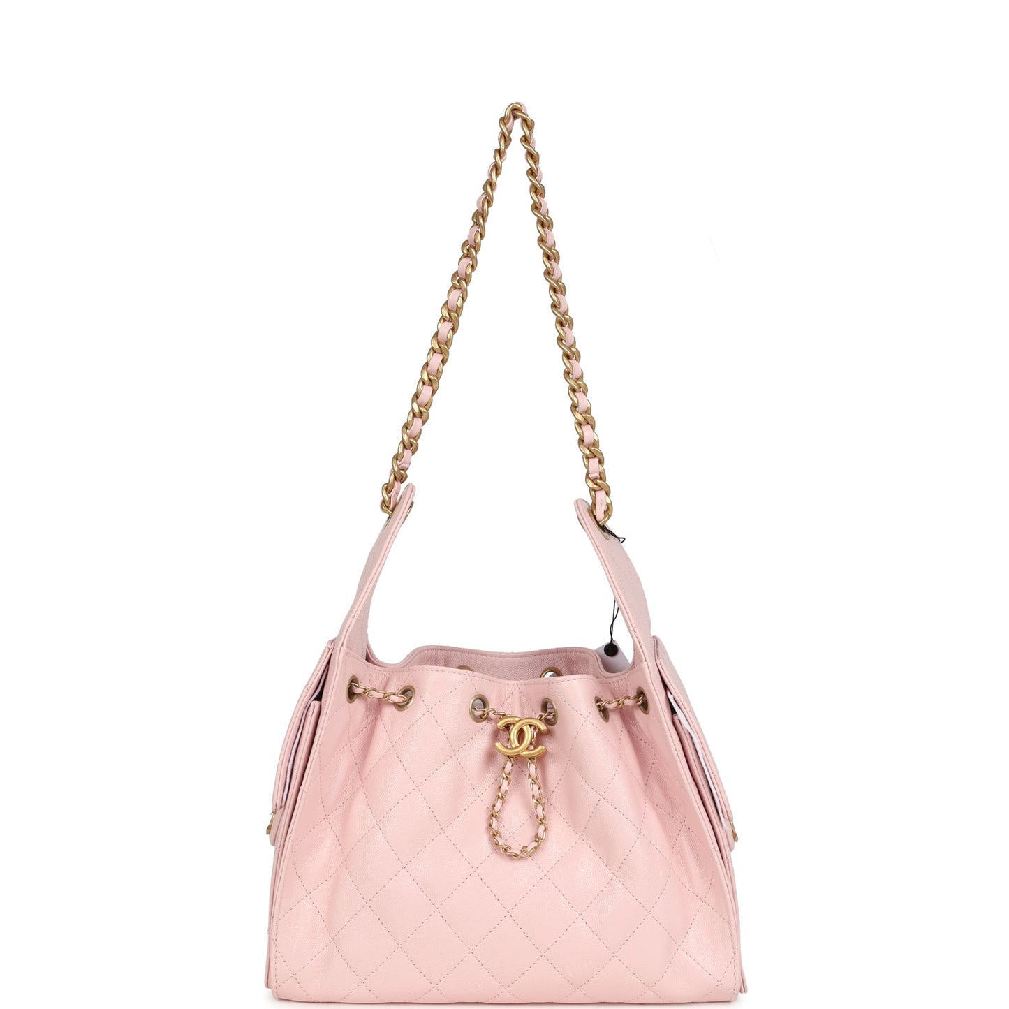 Chanel Small 25 Hobo Bag Light Pink Caviar Antique Gold Hardware