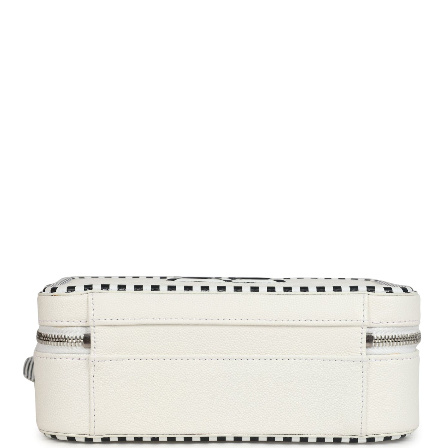 Chanel Medium CC Filigree Vanity Case Black and White Caviar Silver Hardware