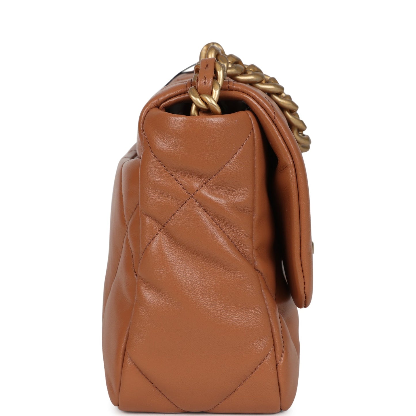 Chanel Medium 19 Flap Caramel Shiny Lambskin Mixed Metal Hardware Shoulder Bag
