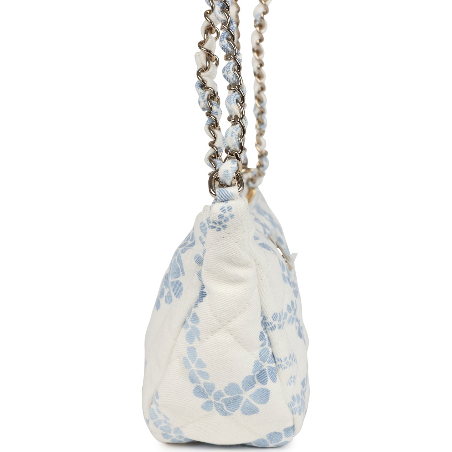 Chanel Large Coco Beach Hobo Bag in White and Blue Light Gold Hardware