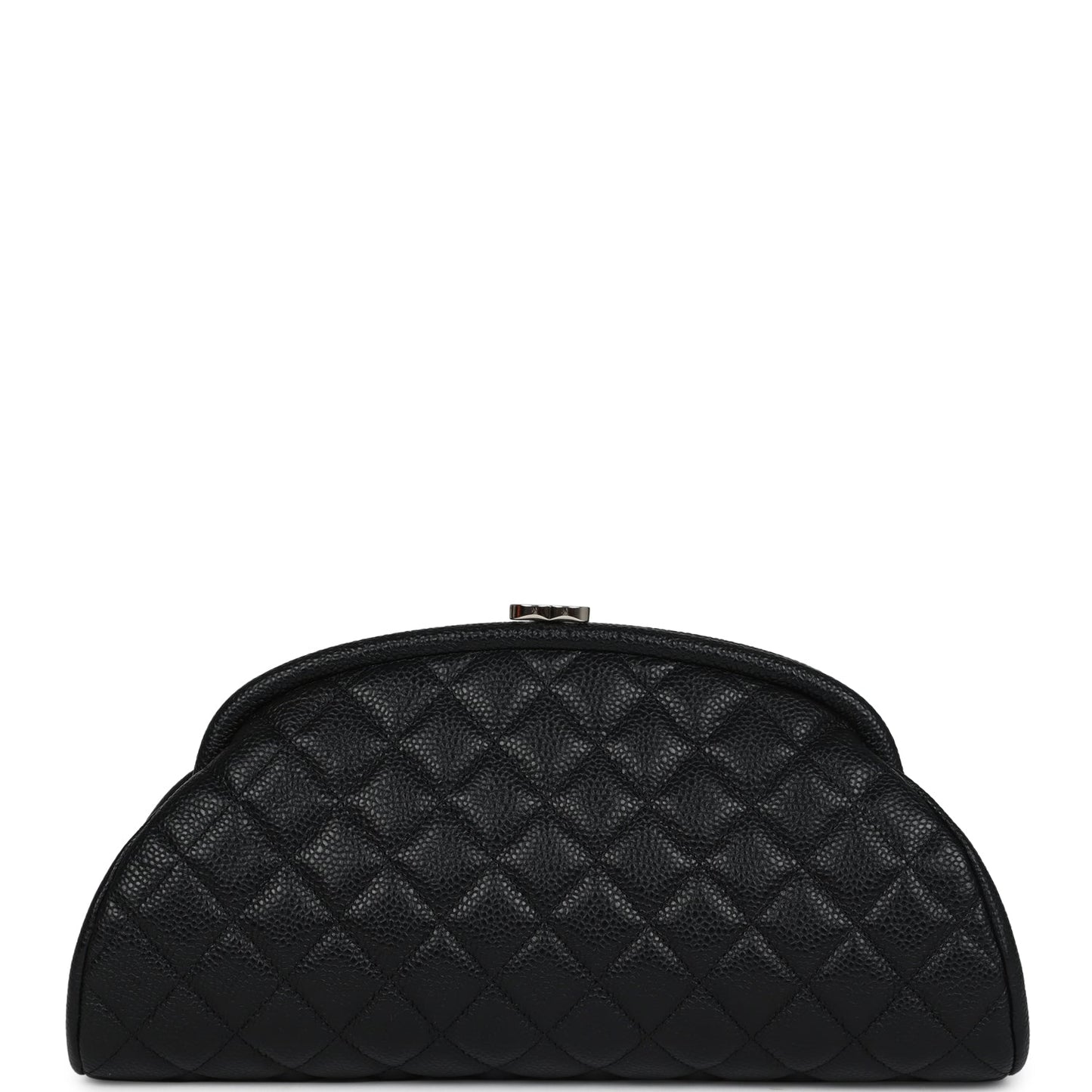 Chanel Timeless CC Kisslock Clutch Black Caviar Silver Hardware
