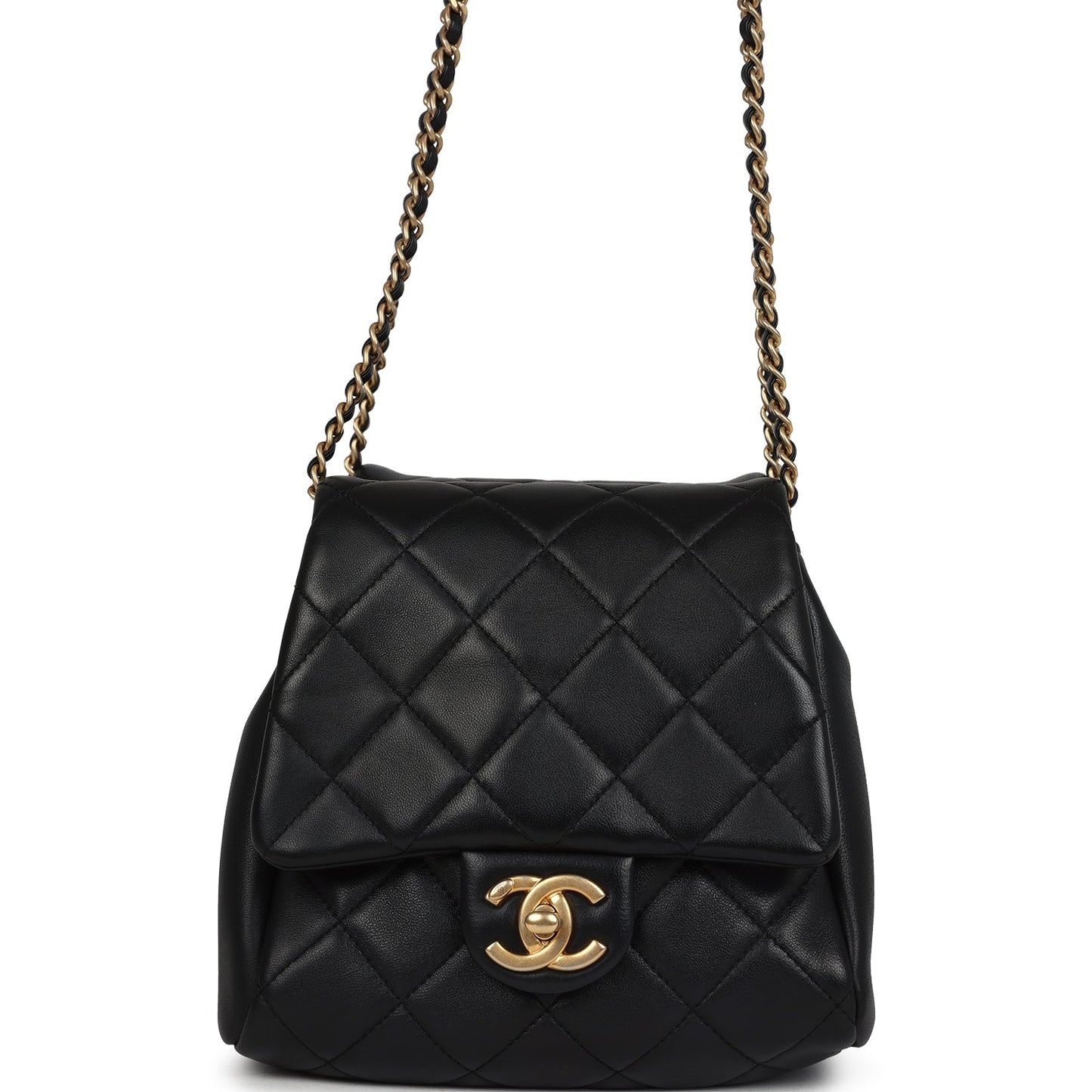 Chanel Twins Side Pack Black Lambskin Faux Pearls & Brushed Gold Hardware Handbag