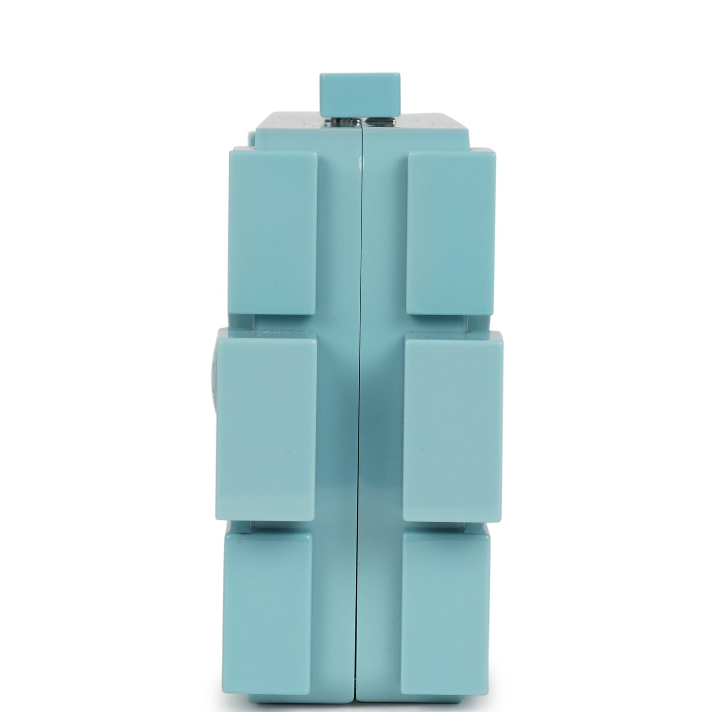 Chanel Supermarket Boy Brick Lego Minaudiere Clutch Light Blue Plexiglass Silver Hardware