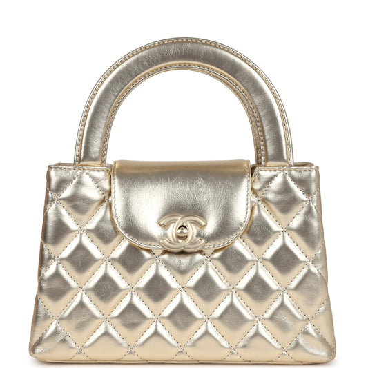 Chanel Small Kelly Shopper Metallic Gold Calfskin Brushed Gold Hardware Crossbody