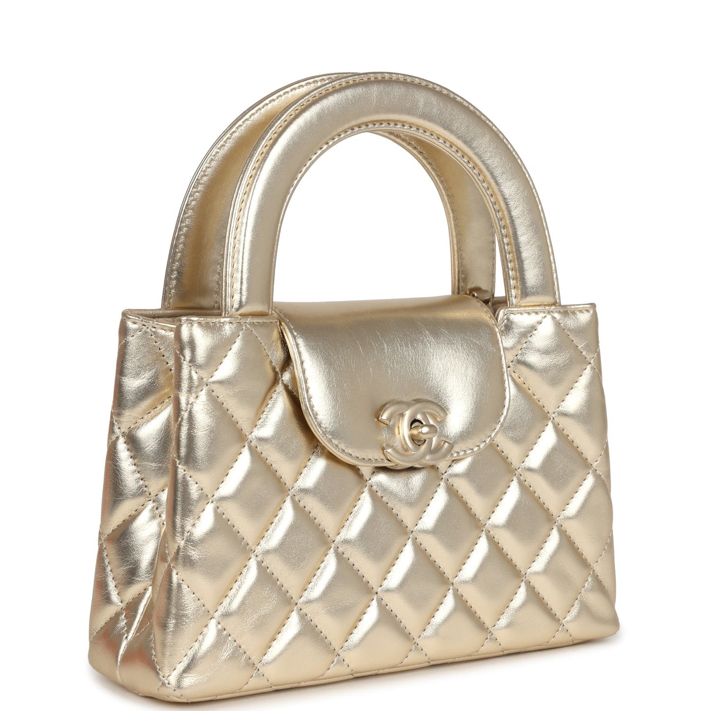 Chanel Small Kelly Shopper Metallic Gold Calfskin Brushed Gold Hardware Crossbody