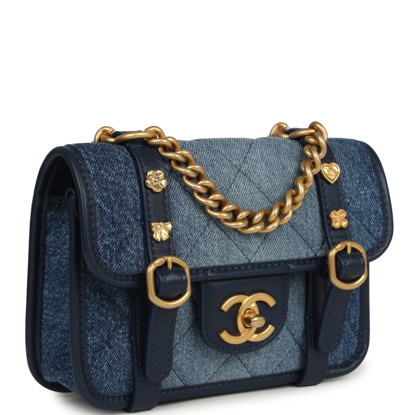 Chanel Mini Ombre Flap Bag Blue Brushed Gold Hardware