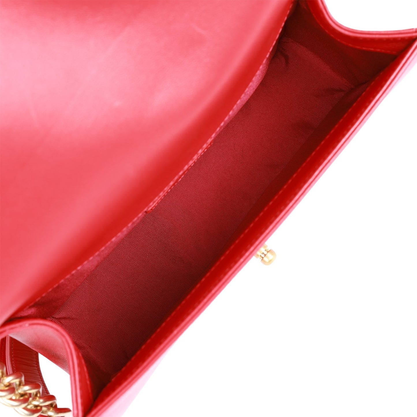 Chanel Medium Boy Bag Red Lambskin Antique Gold Hardware