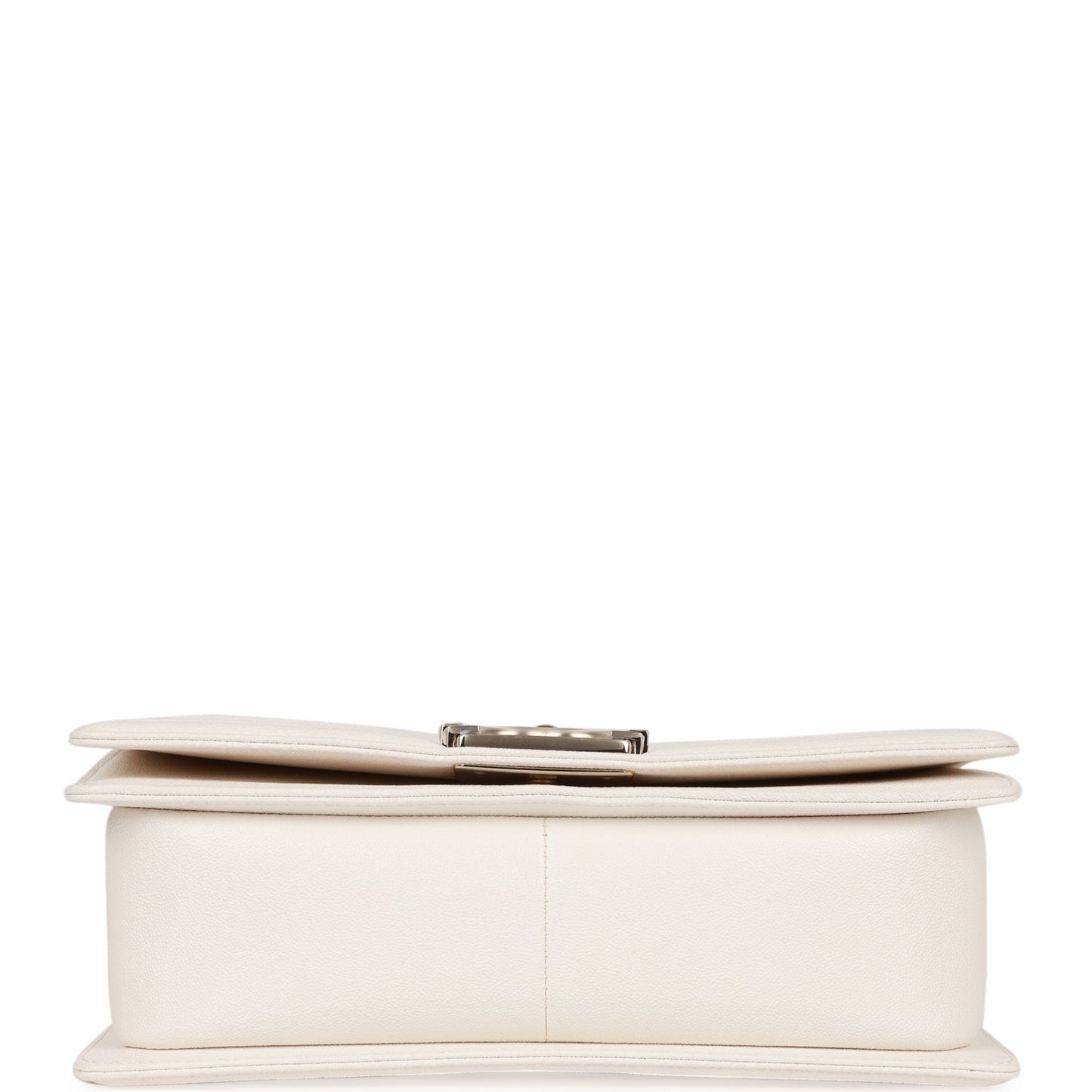 Chanel Medium Boy White Chevron Caviar Light Gold Hardware