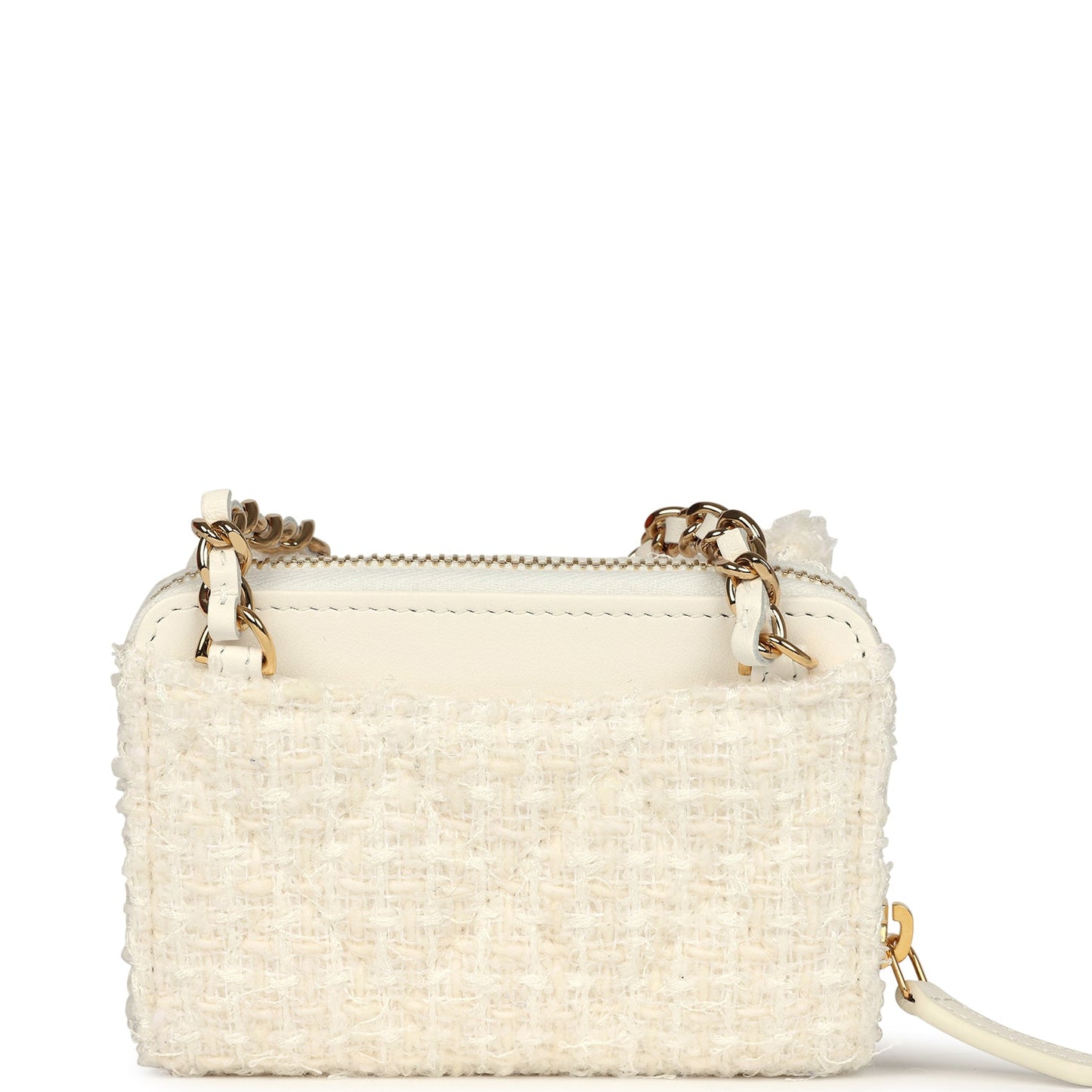 Chanel VIP Wallet on Chain WOC Bow White Tweed Gold Hardware Crossbody