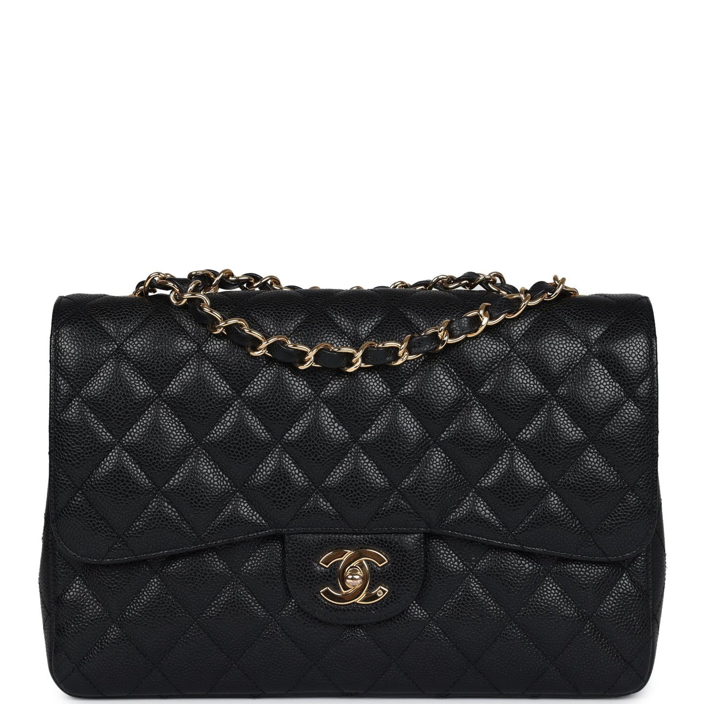 Chanel Jumbo Classic Single Flap Bag Black Caviar Gold Hardware