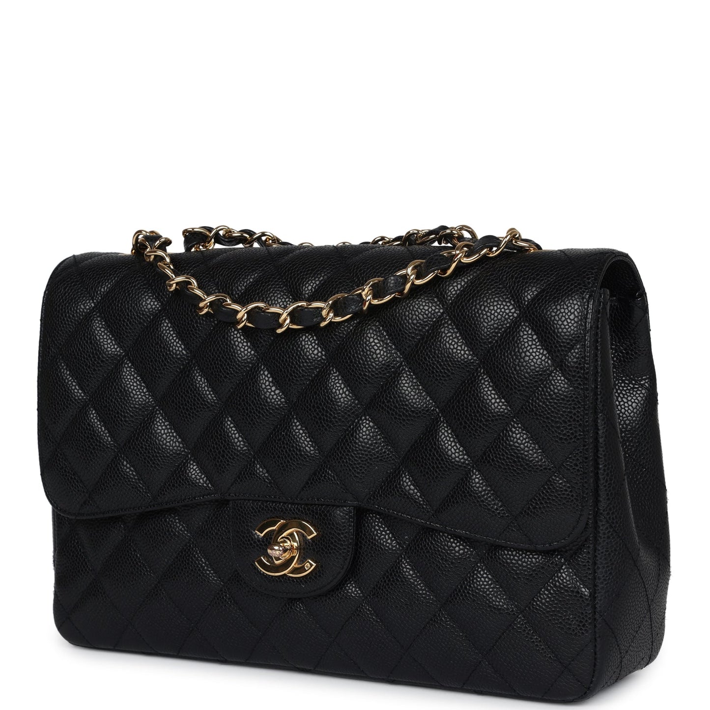 Chanel Jumbo Classic Single Flap Bag Black Caviar Gold Hardware