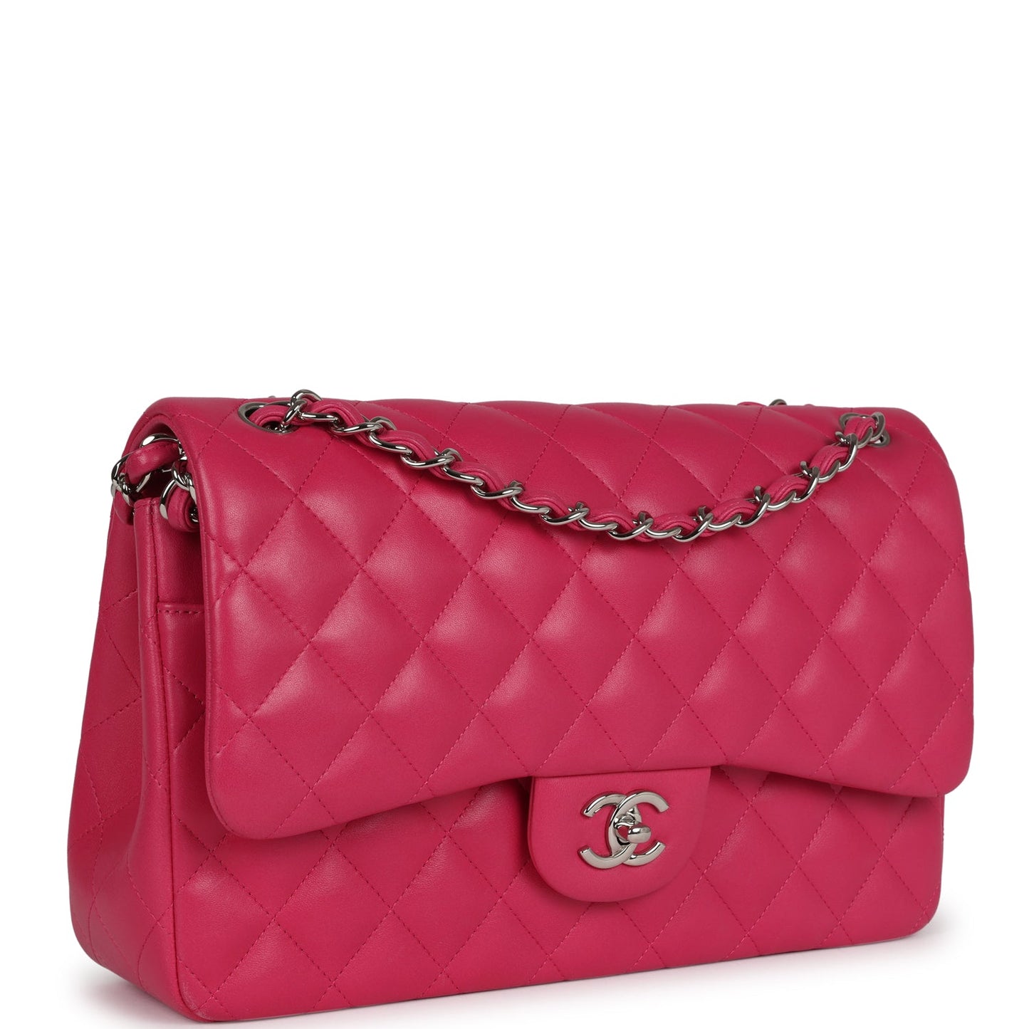 Chanel Jumbo Classic Double Flap Pink Lambskin Silver Hardware Shoulder Bag