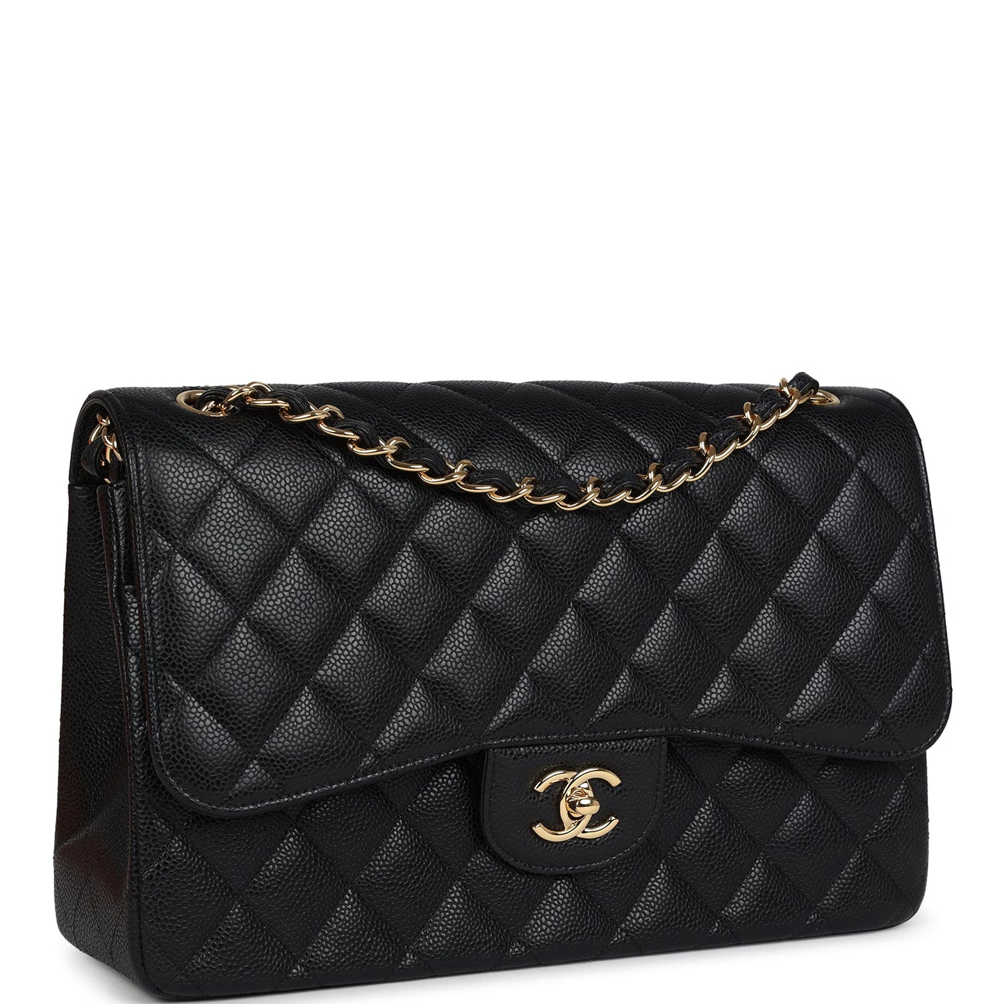 Chanel Jumbo Classic Double Flap Bag Black Caviar Gold Hardware
