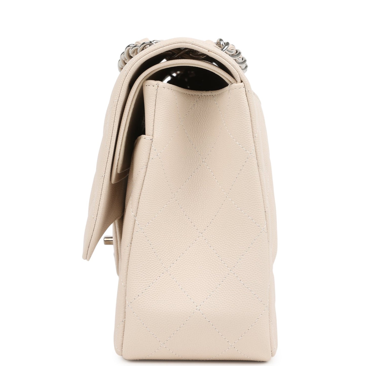 Chanel Jumbo Classic Double Flap Bag Light Beige Caviar Silver Hardware