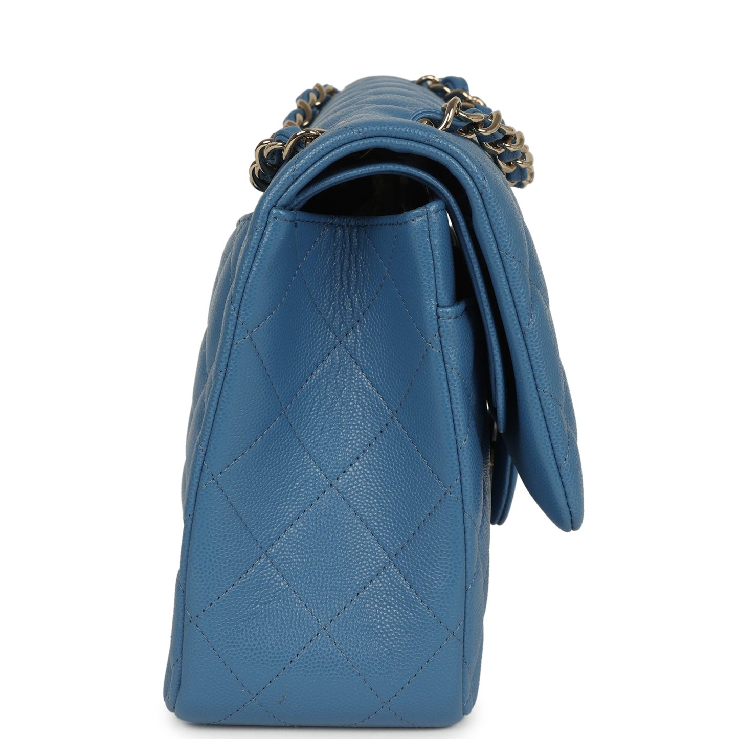 Chanel Jumbo Classic Double Flap Bag Blue Caviar Silver Hardware