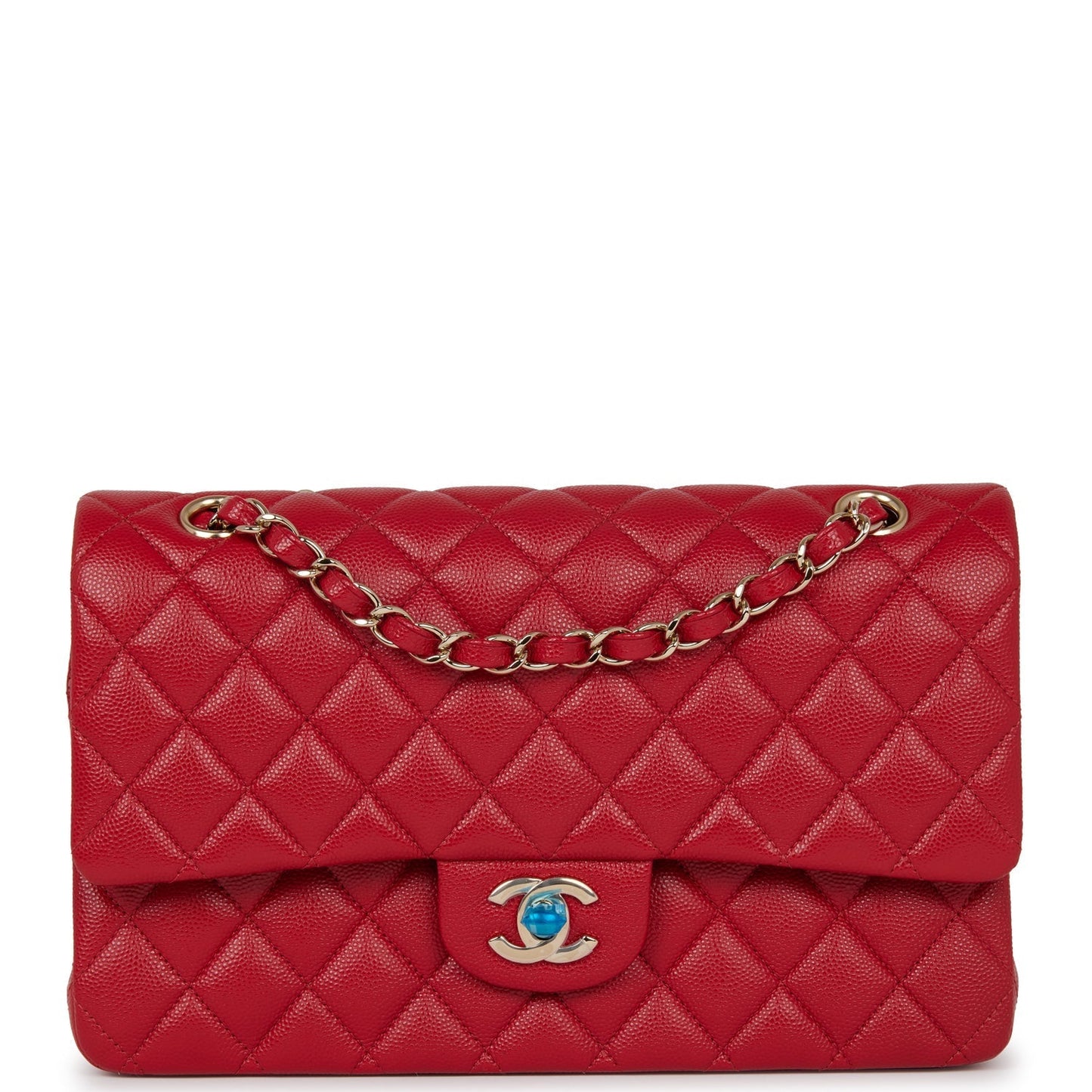 Chanel Medium Classic Double Flap Bag Red Caviar Light Gold Hardware
