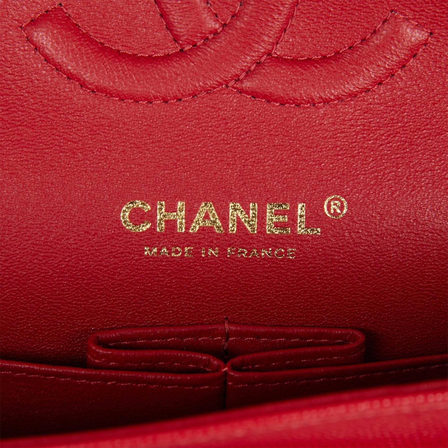 Chanel Medium Classic Double Flap Bag Red Caviar Light Gold Hardware