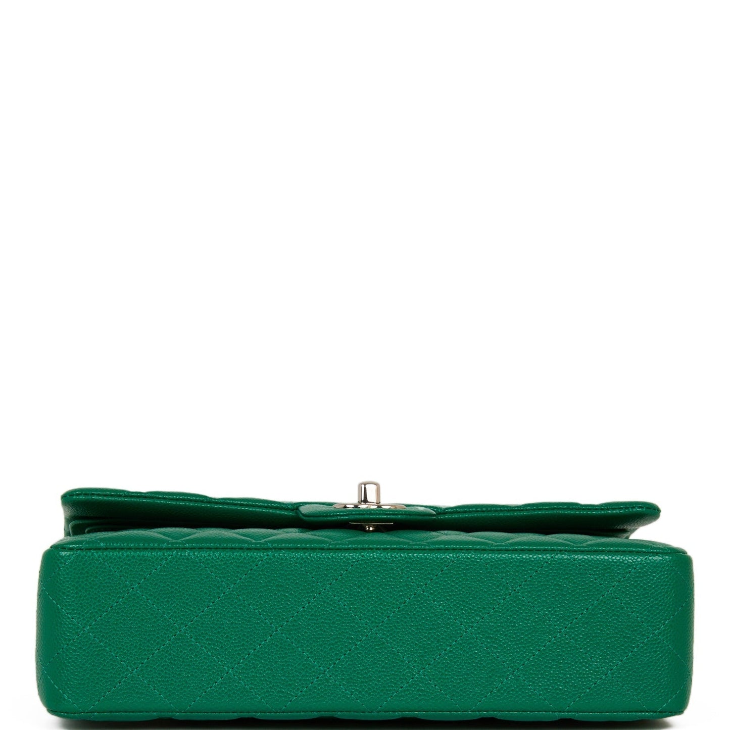 Chanel Medium Classic Double Flap Bag Green Caviar Silver Hardware