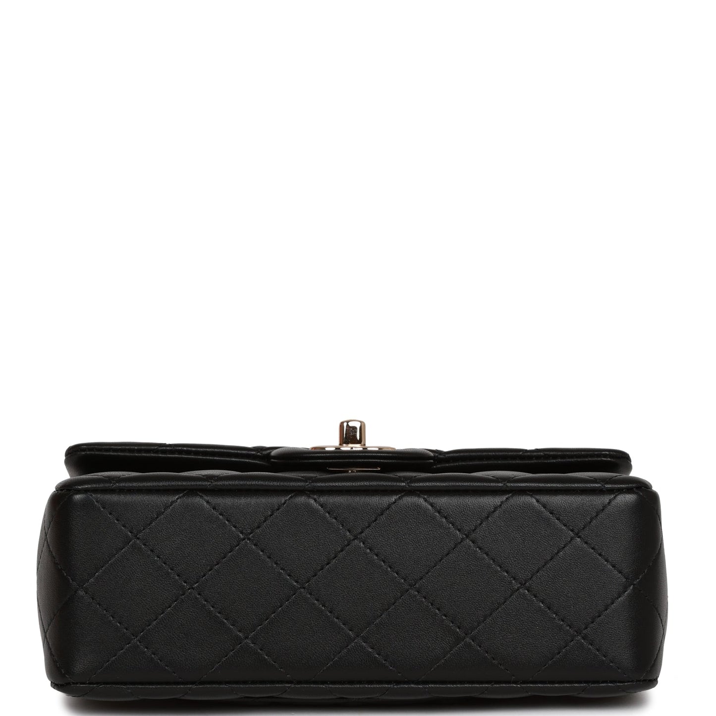 Chanel Mini Rectangular Flap Bag with Top Handle Black Lambskin Light Gold Hardware