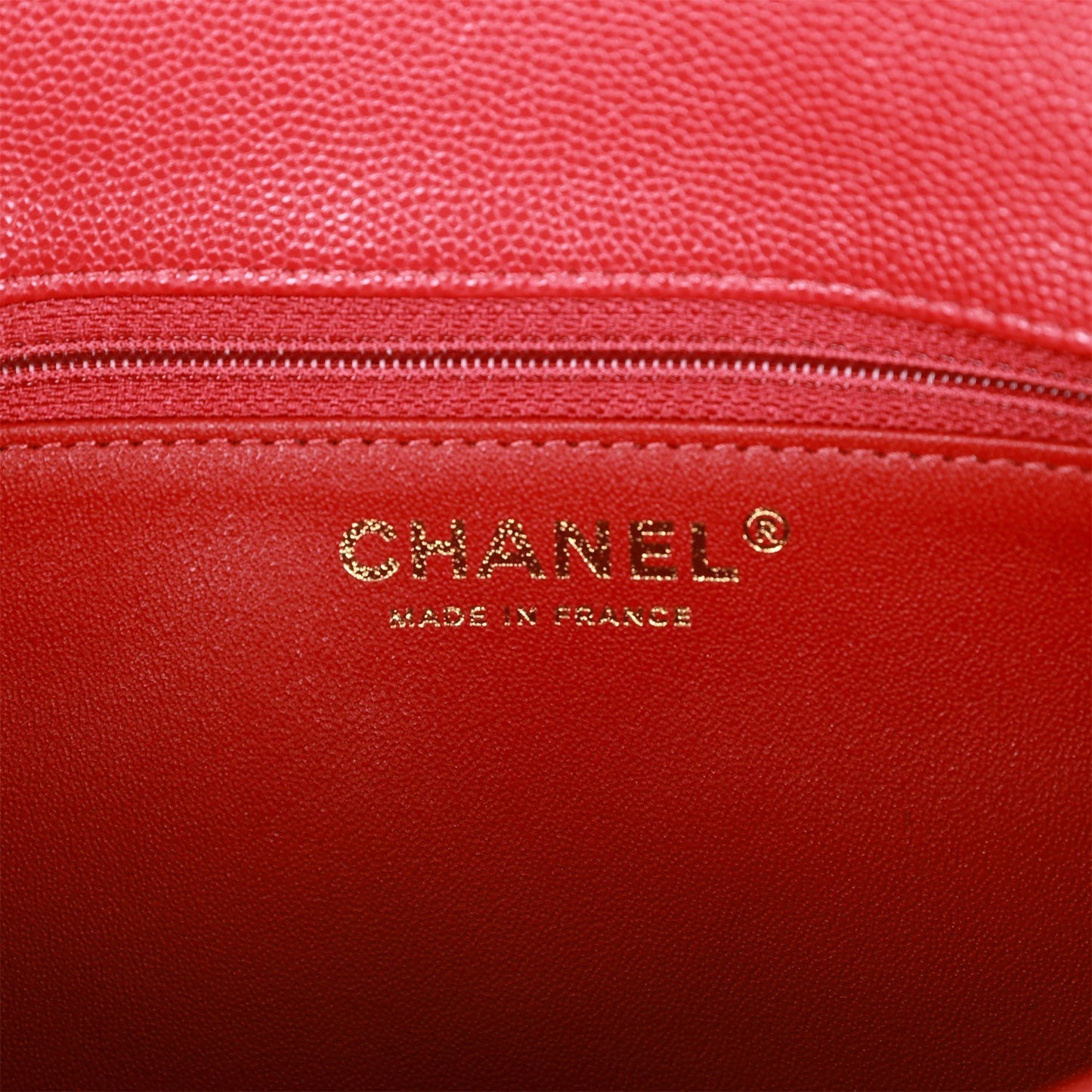 Chanel Flap Clutch Bag Red Caviar Light Gold Hardware