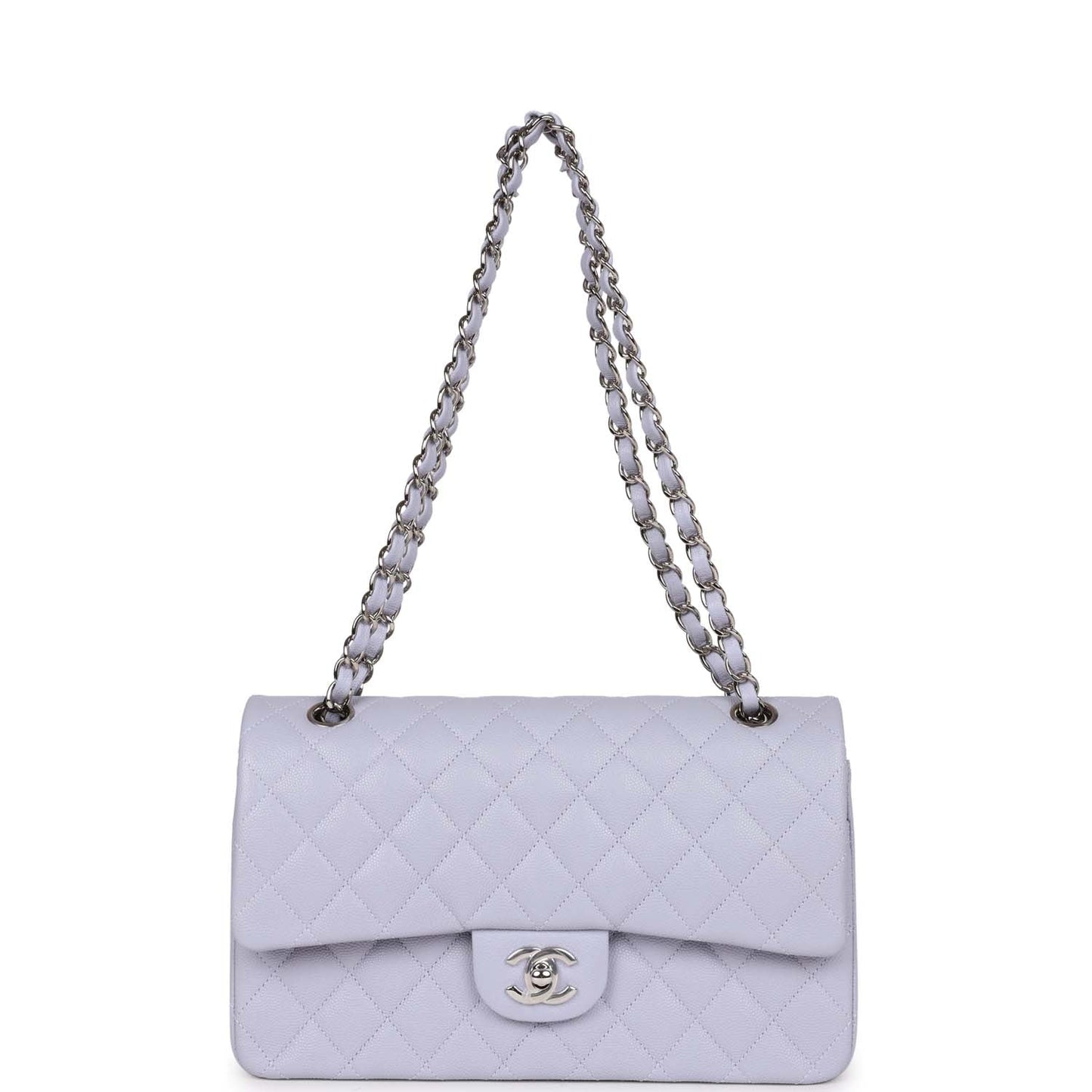Chanel Medium Classic Double Flap Lavender Caviar Silver Hardware