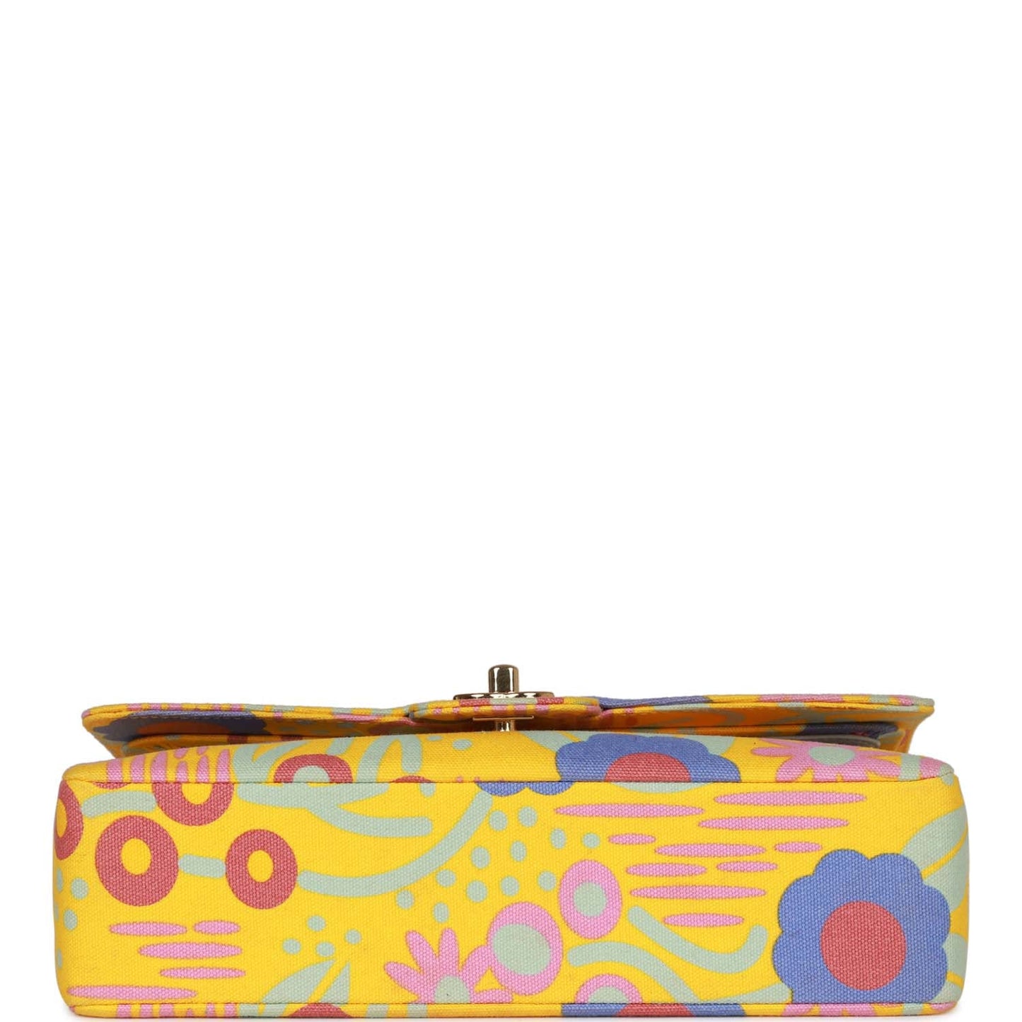 Chanel  Medium Classic Double Flap Bag Yellow and Multicolor Floral Print Canvas Gold Hardware