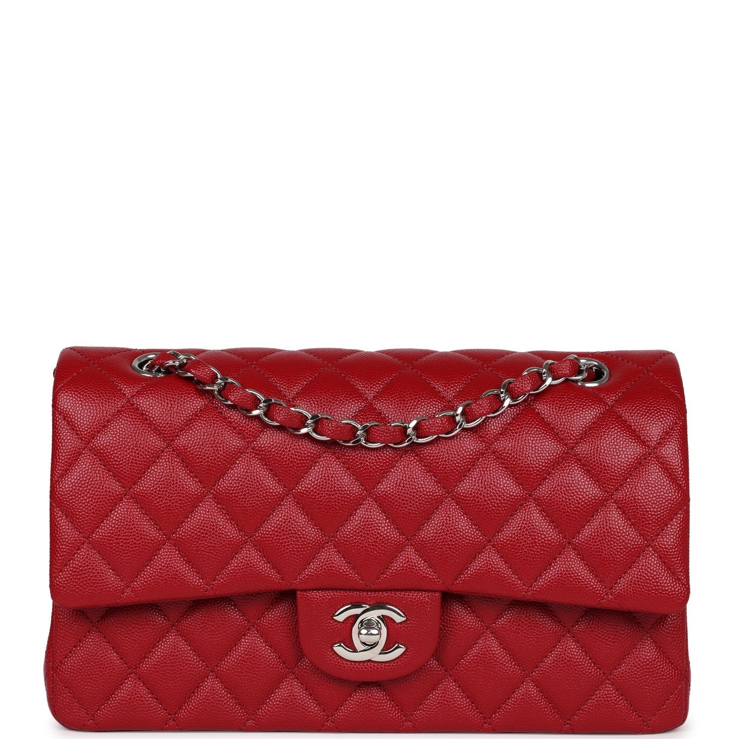 Chanel Medium Classic Double Flap Dark Red Caviar Silver Hardware