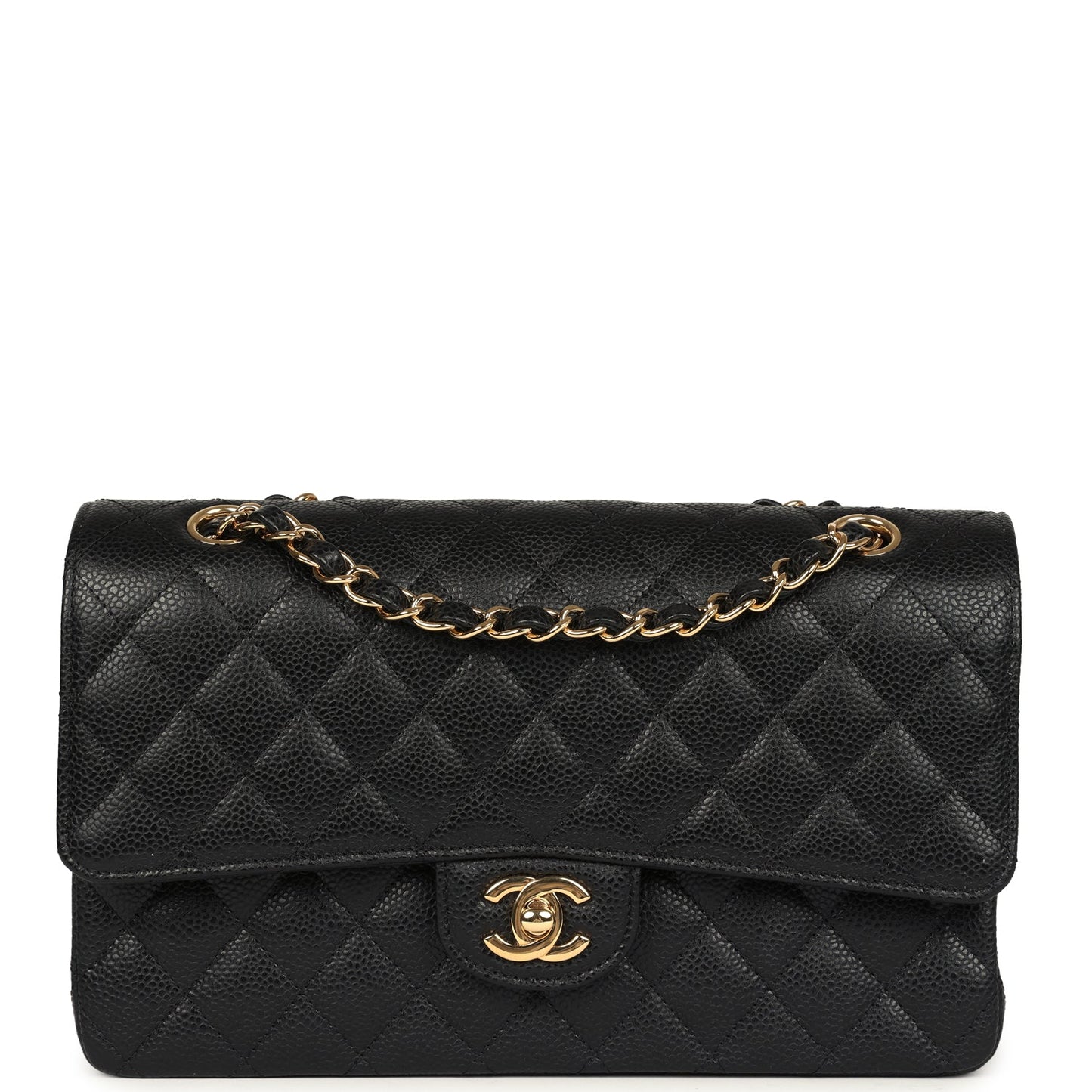 Chanel Medium Classic Double Flap Black Caviar Gold Hardware Shoulder Bag