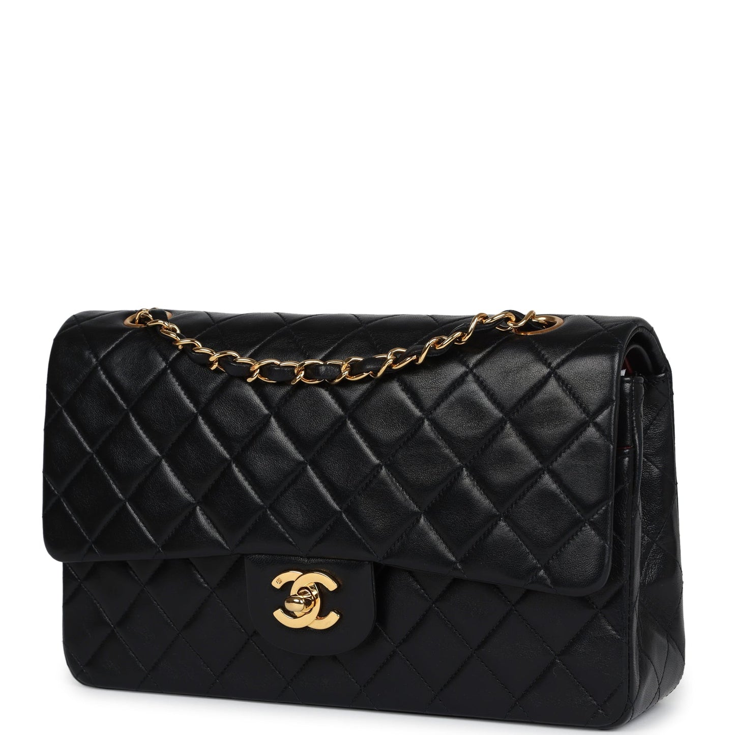 Chanel Medium Classic Double Flap Black Lambskin Gold Hardware Shoulder Bag