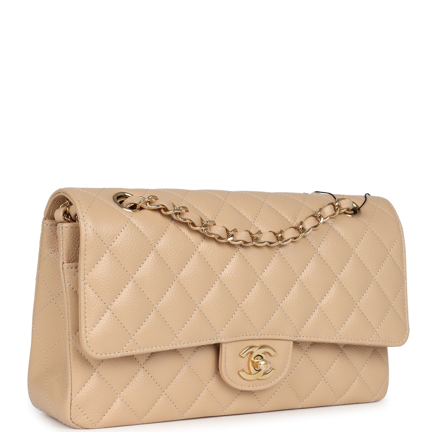 Chanel Medium Classic Double Flap Beige Caviar Gold Hardware Crossbody