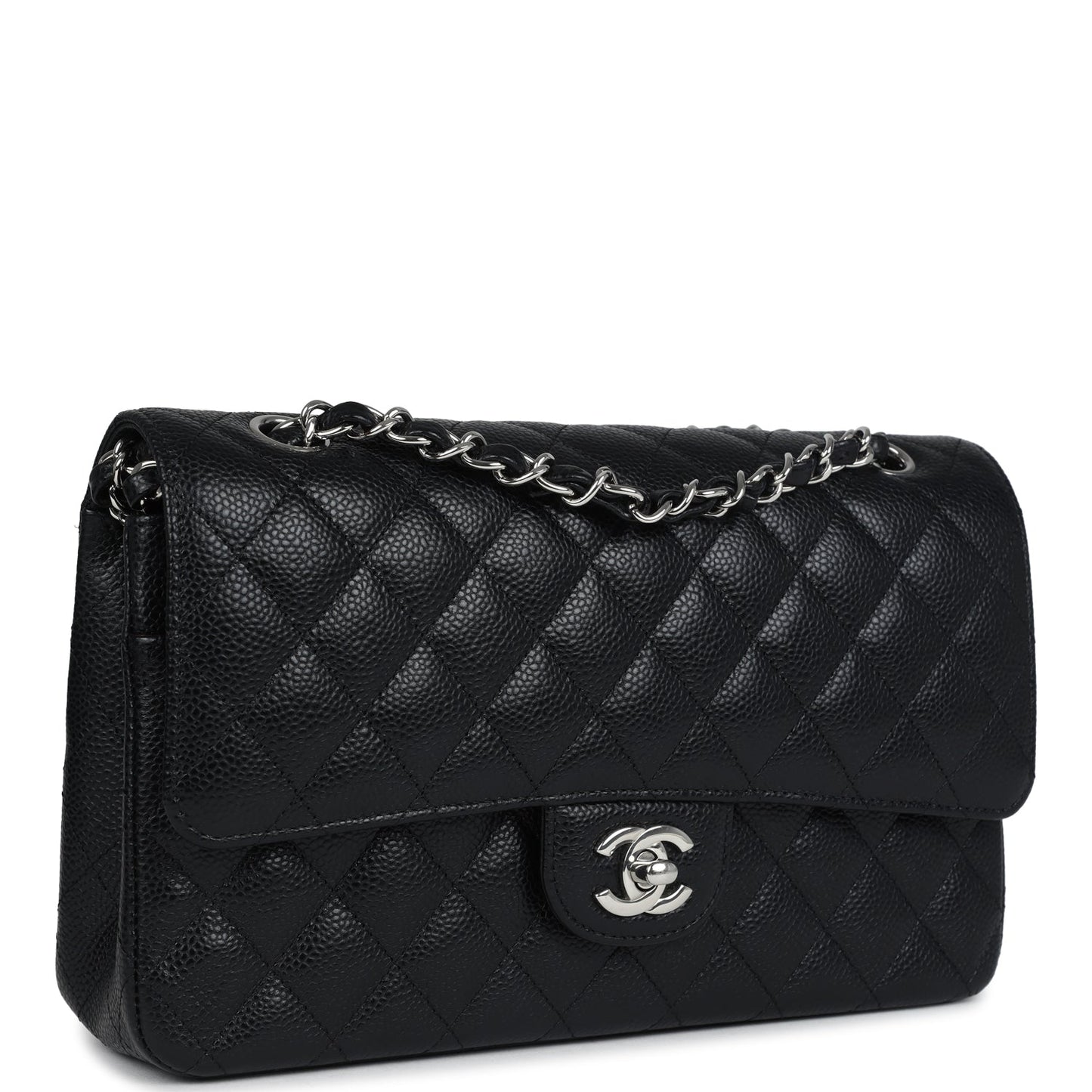 Chanel Medium Classic Double Flap Black Caviar Silver Hardware