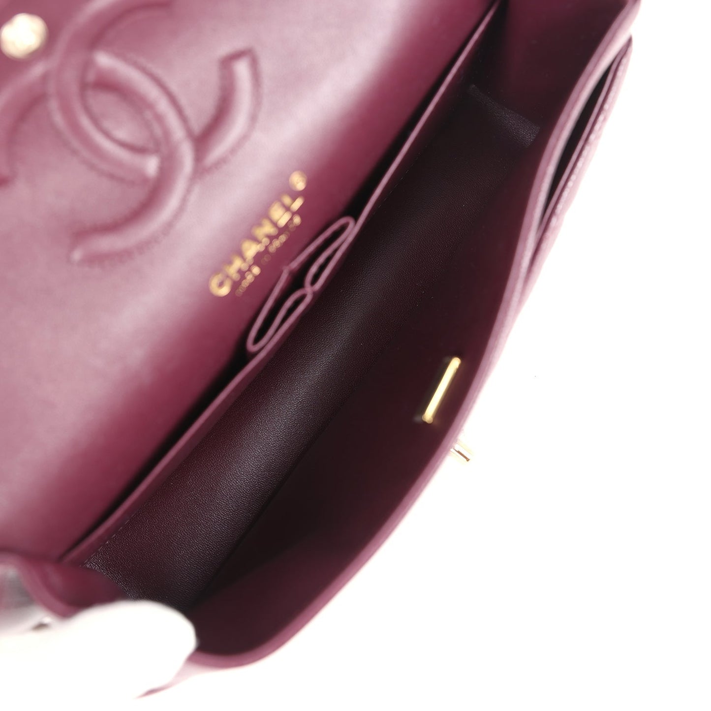 Chanel Medium Classic Double Flap Bag Burgundy Caviar Light Gold Hardware