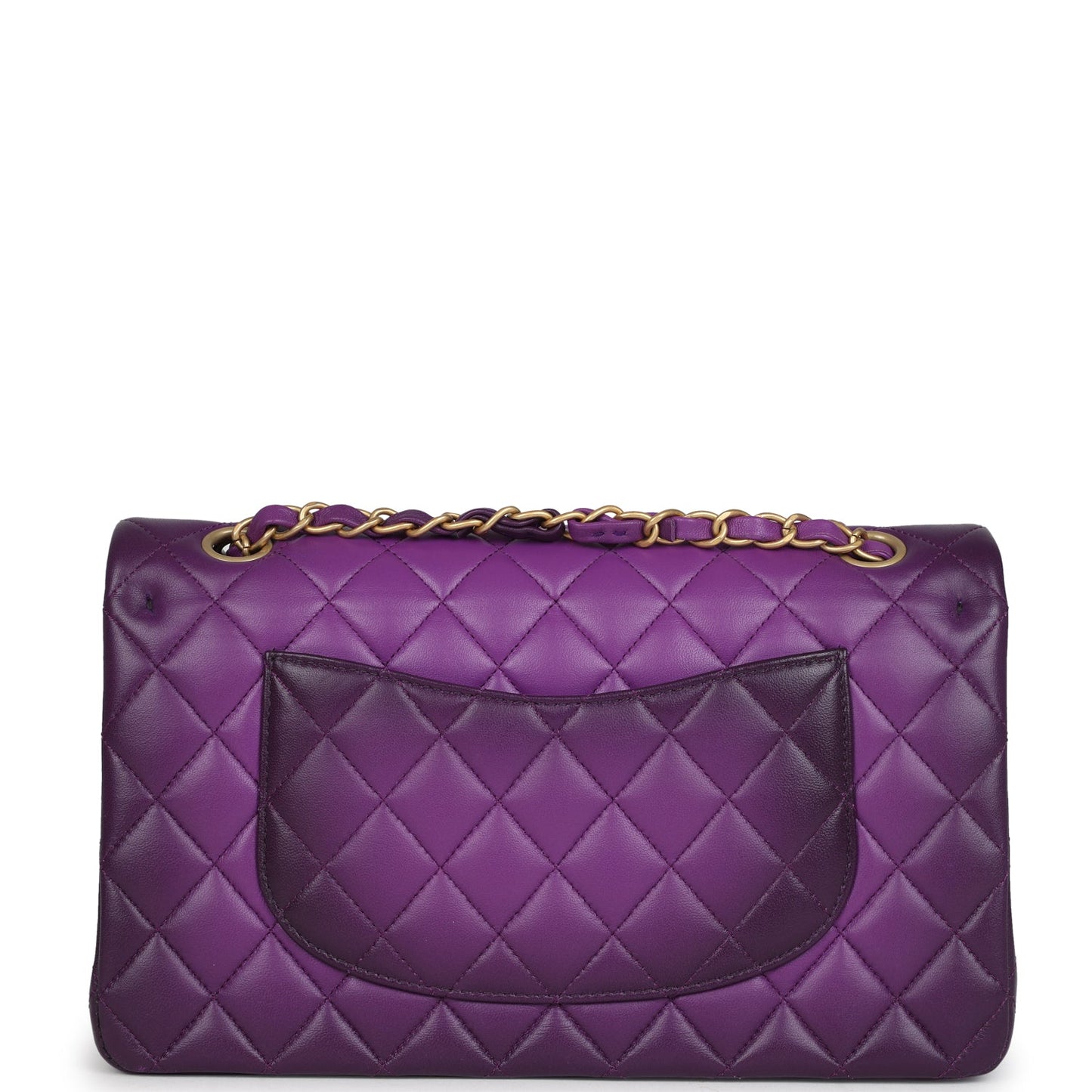 Chanel Medium Classic Double Flap Bag Purple Ombre Lambskin Brushed Gold Hardware