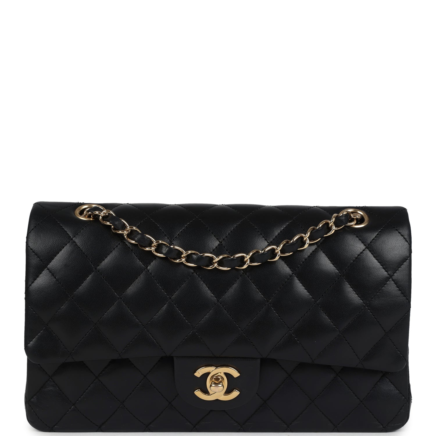 Chanel Medium Classic Double Flap Bag Black Lambskin Gold Hardware