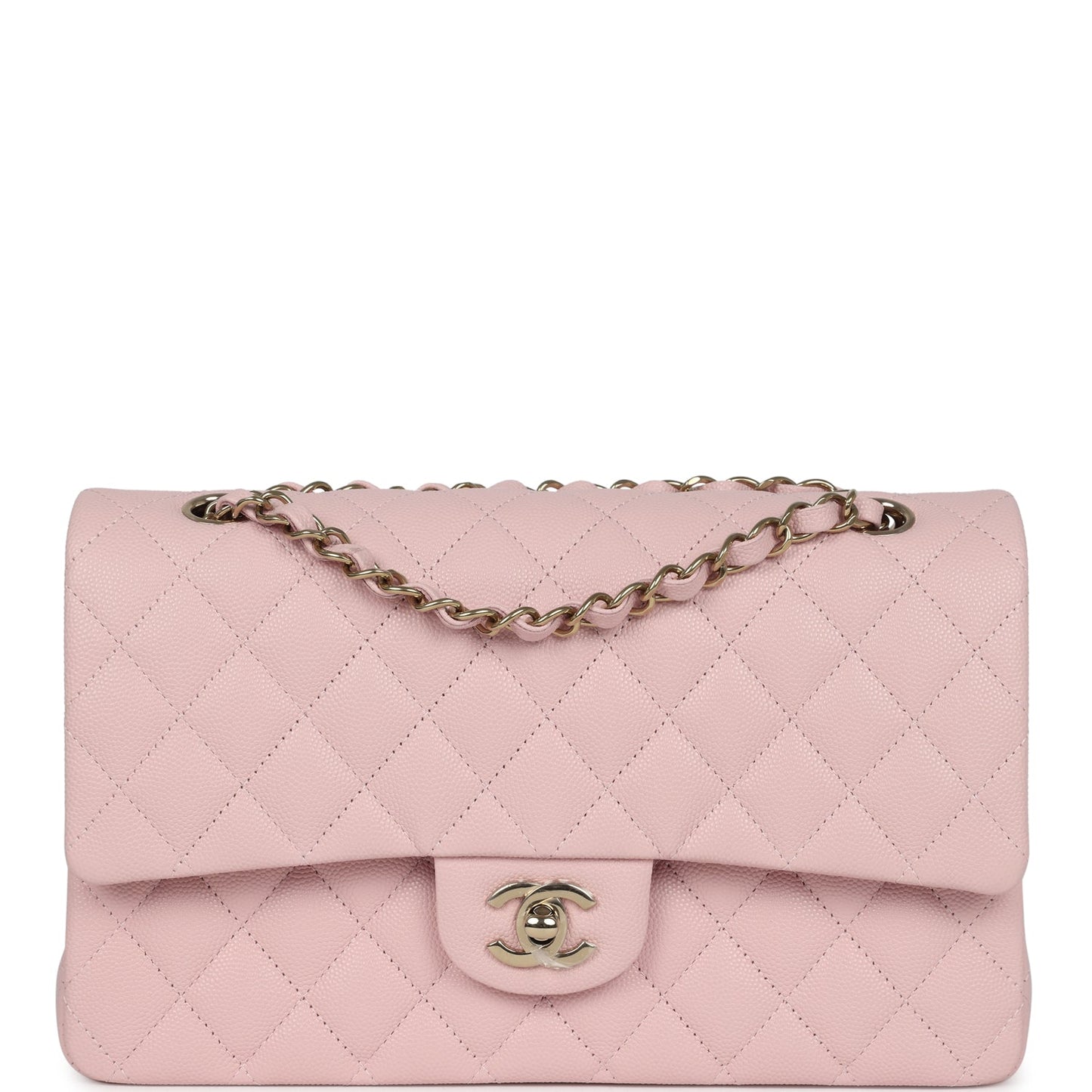 Chanel Medium Classic Double Flap Light Pink Caviar Light Gold Hardware Crossbody