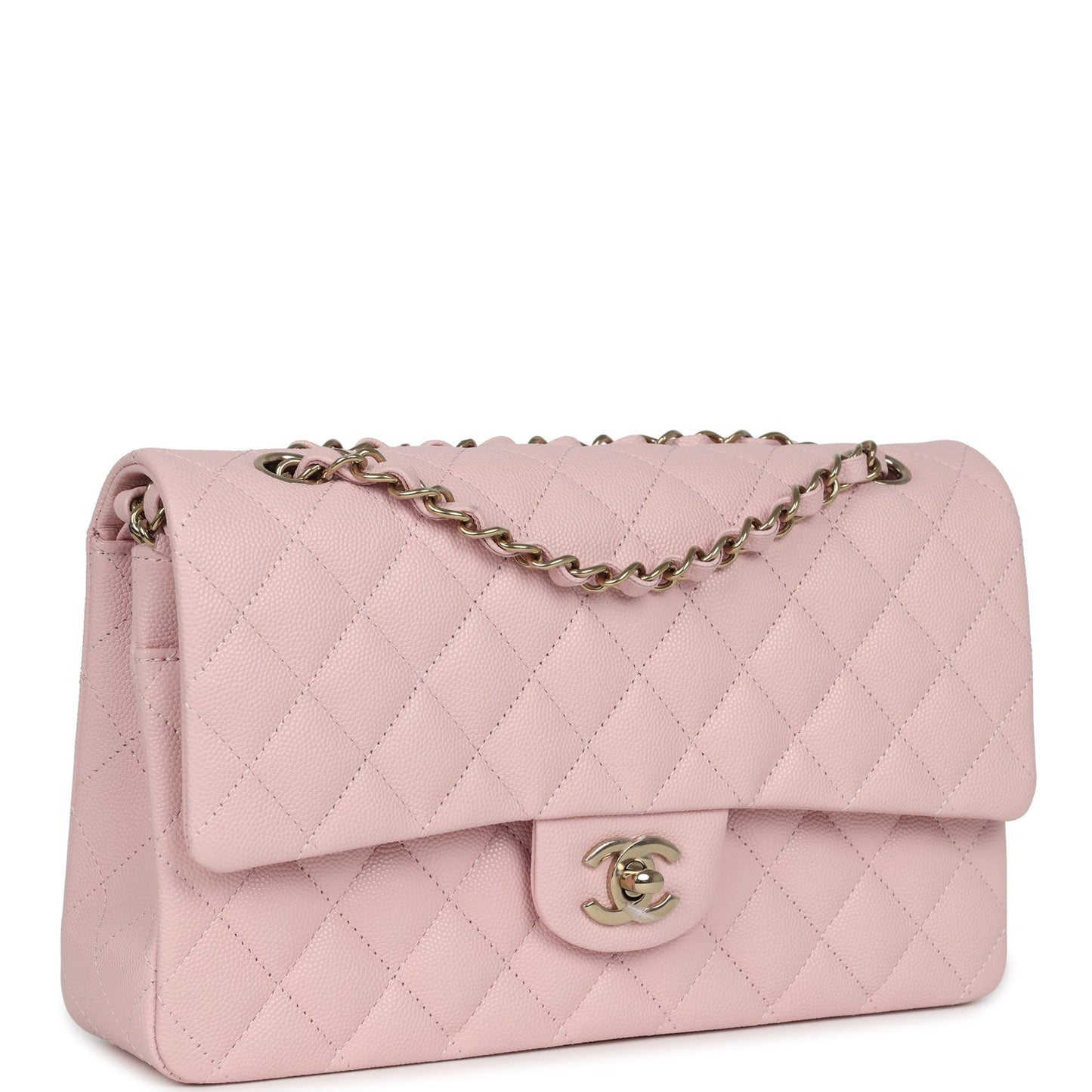 Chanel Medium Classic Double Flap Light Pink Caviar Light Gold Hardware Crossbody