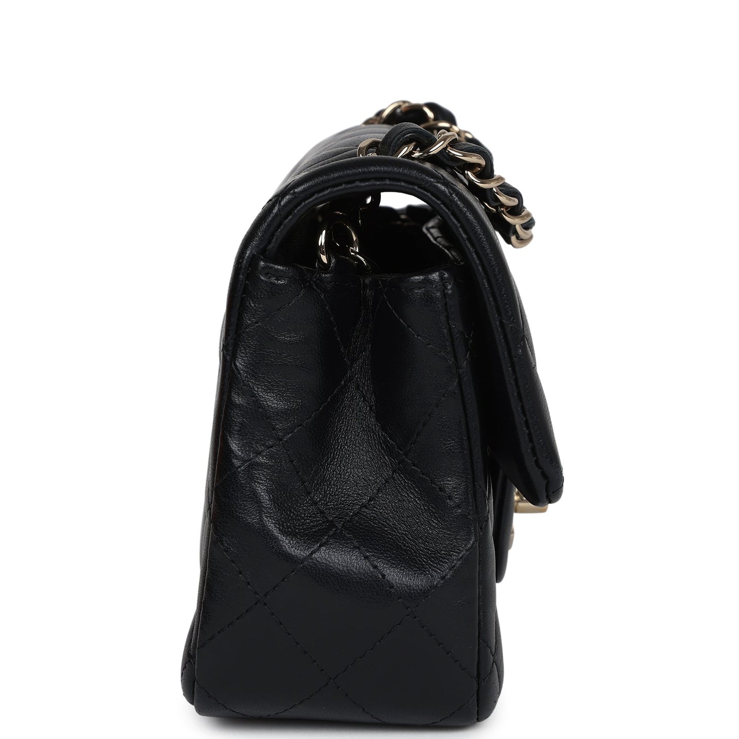 Chanel Mini Rectangular Flap Black Lambskin Light Gold Hardware Crossbody