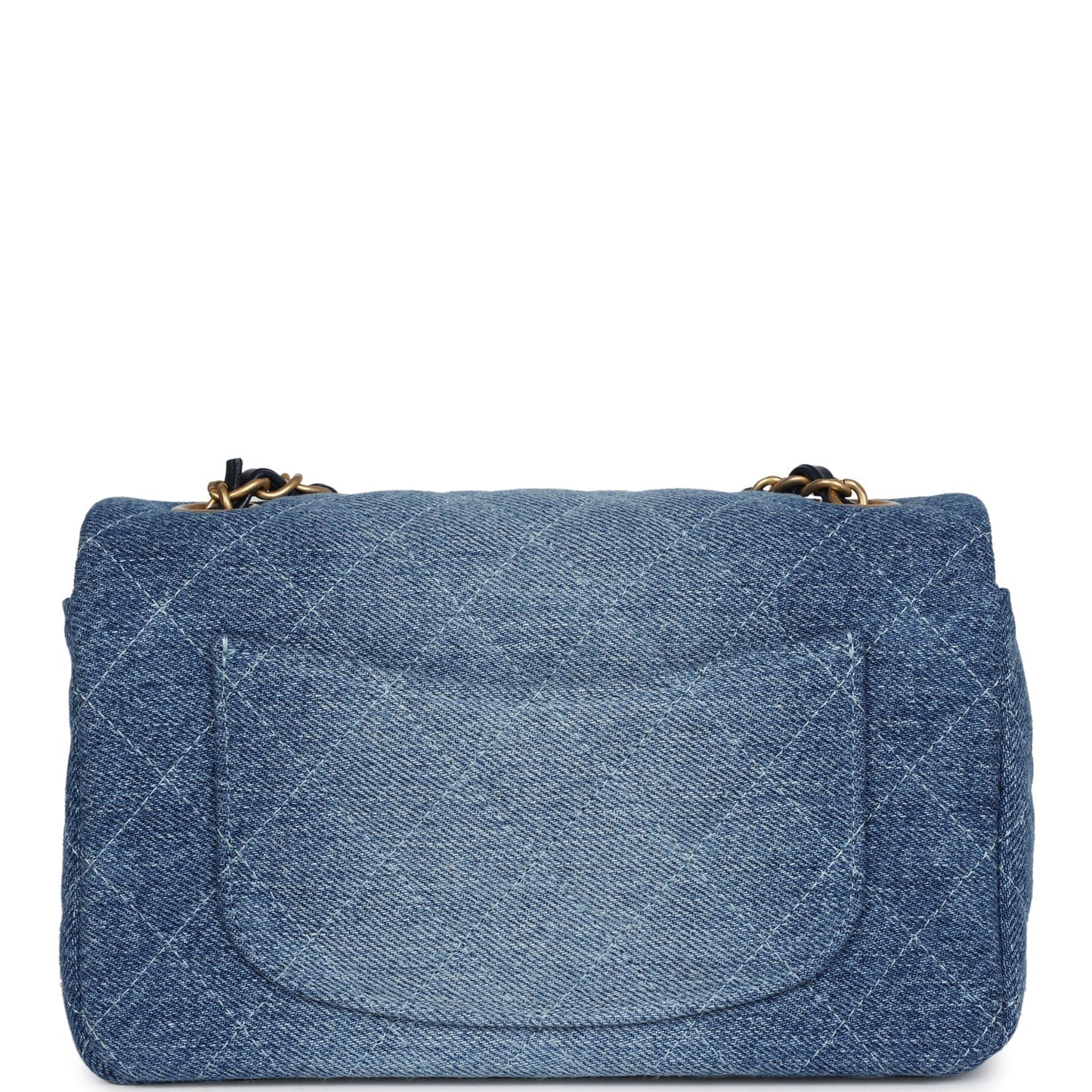 Chanel Mini Rectangular Flap Bag Blue Denim Antique Gold Hardware