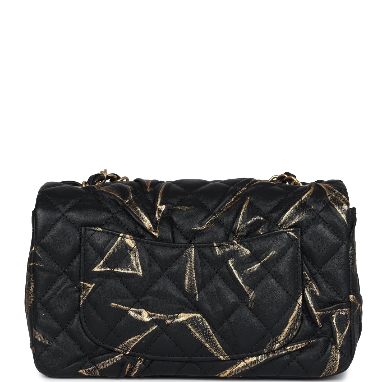 Chanel Mini Rectangular Flap Black and Gold Aged Calfskin Antique Gold Hardware Crossbody