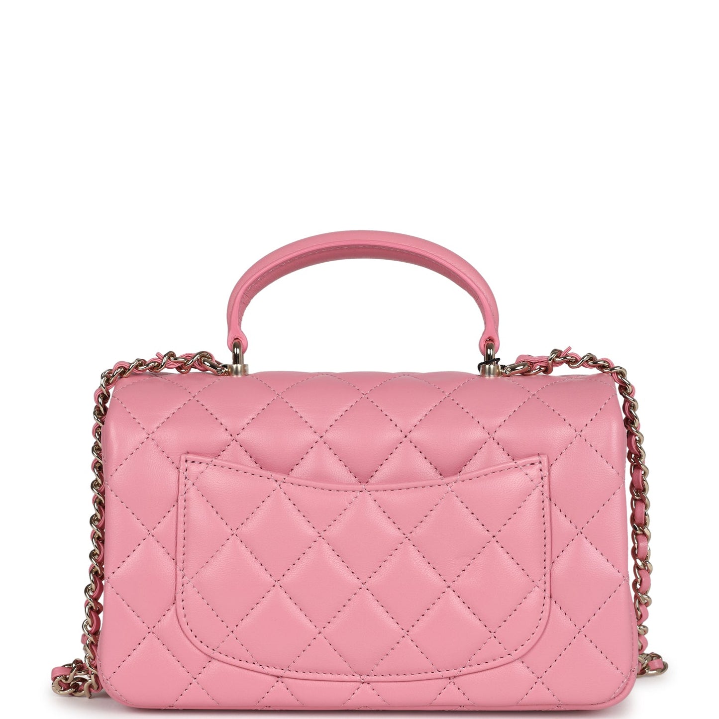 Chanel Mini Rectangular Flap with Top Handle Pink Lambskin Light Gold Hardware Crossbody