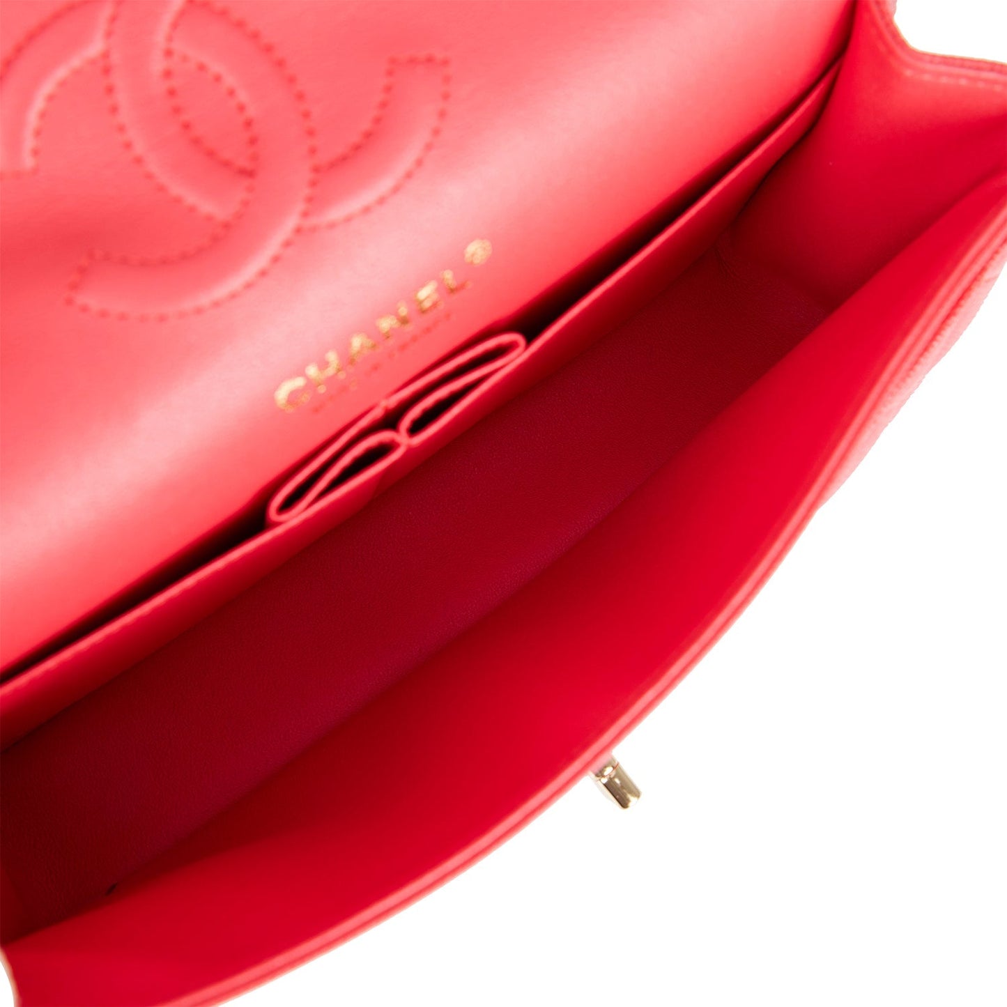 Chanel Small Classic Double Flap Red Caviar Light Gold Hardware